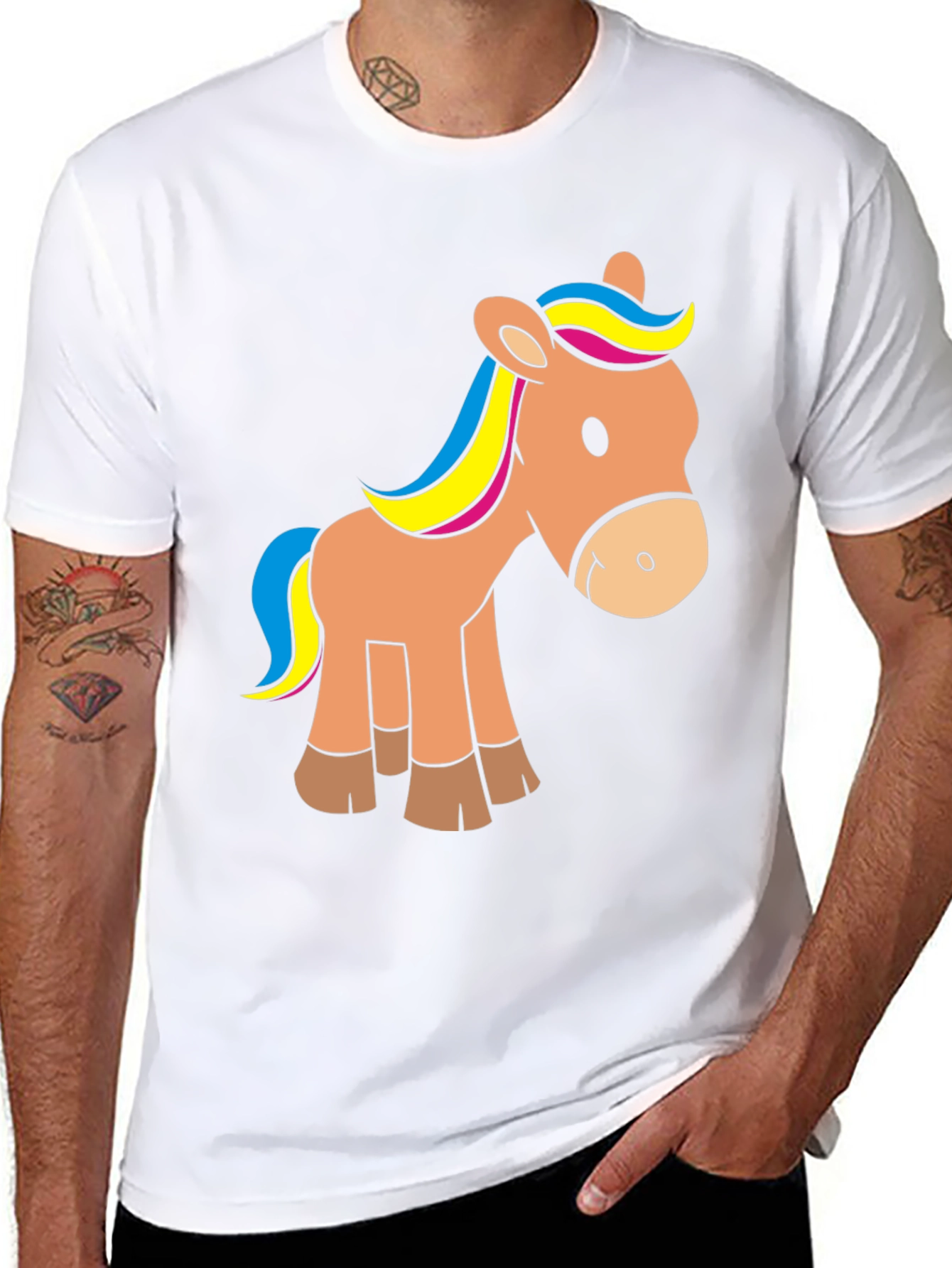 Cartoon Horse Graphic T-Shirt
