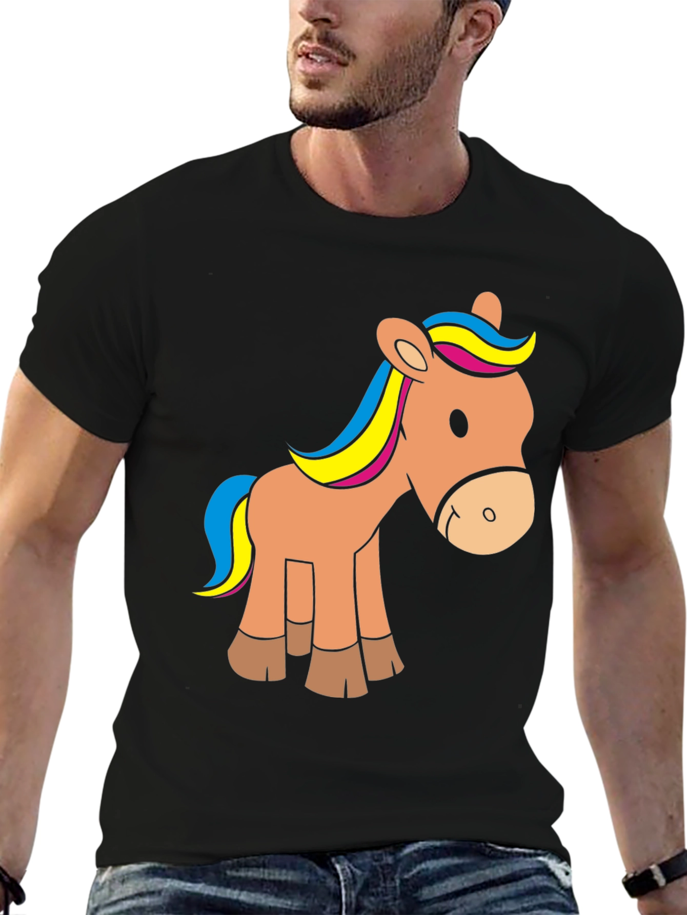Cartoon Horse Graphic T-Shirt