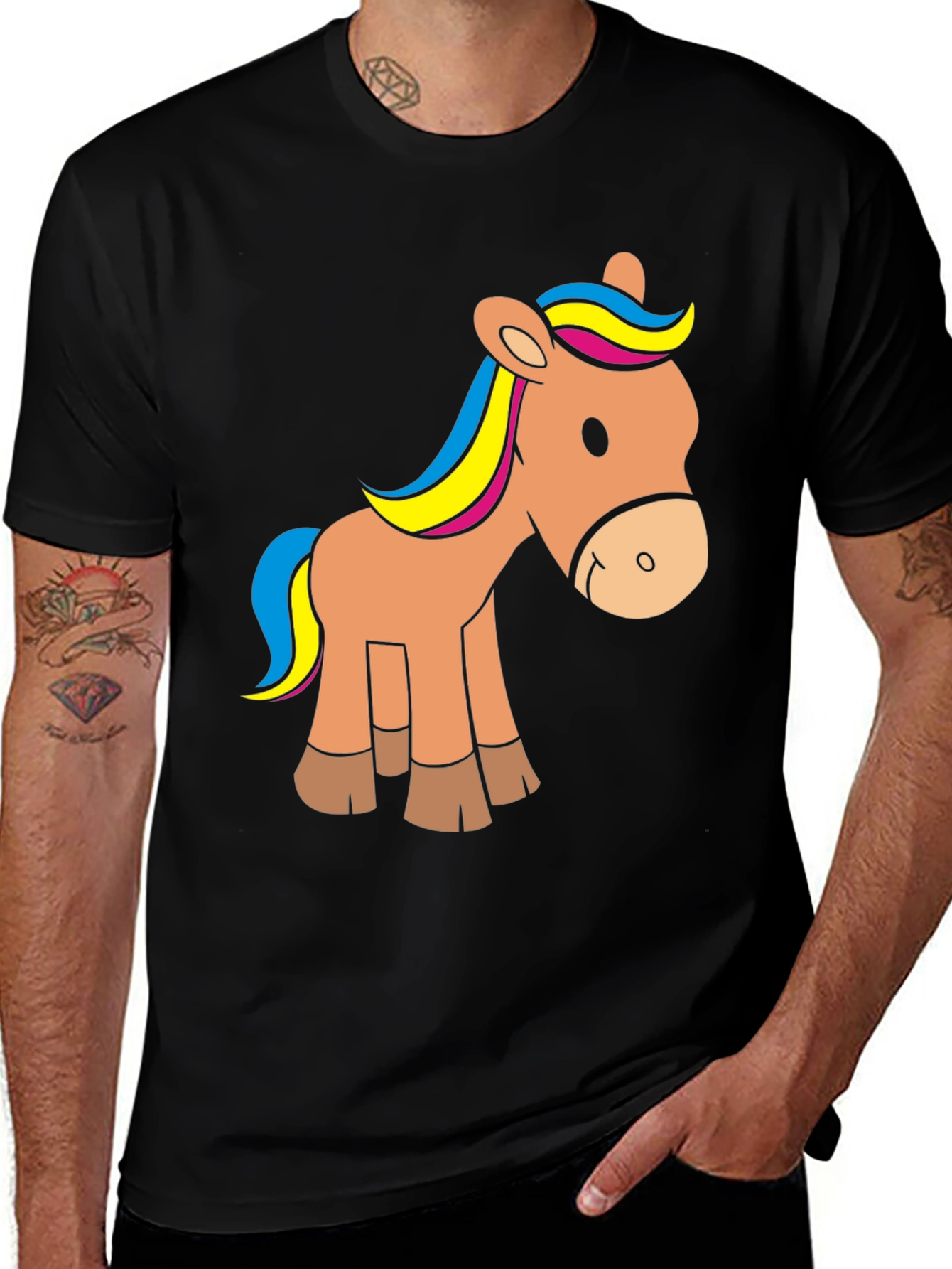 Cartoon Horse Graphic T-Shirt