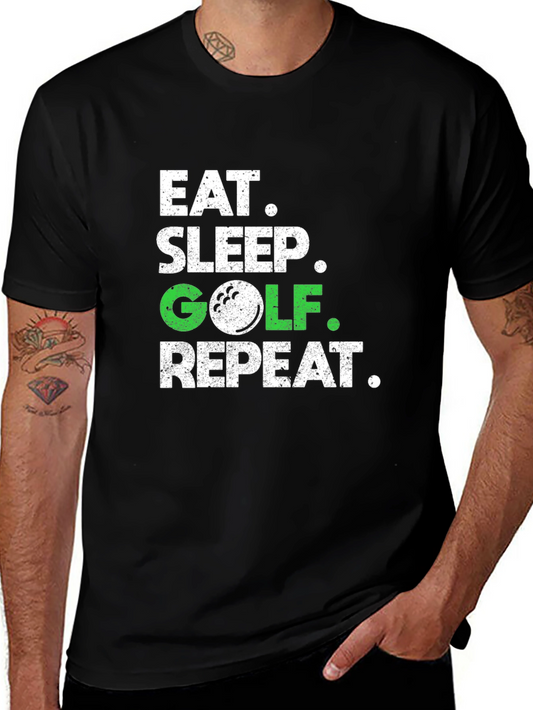 Eat Sleep Golf Repeat T-Shirt - Funny Golfer Tee