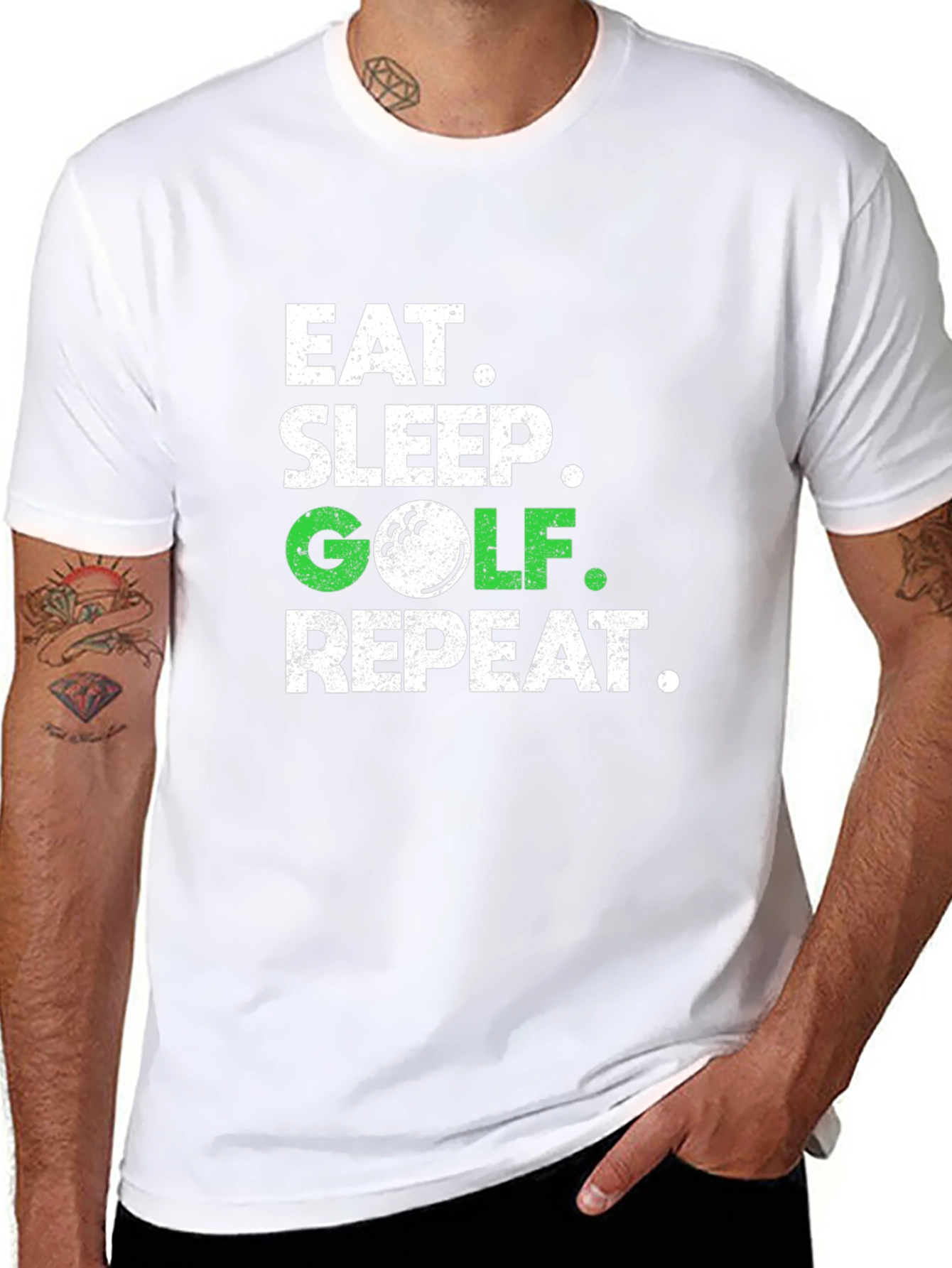 Eat Sleep Golf Repeat T-Shirt - Funny Golfer Tee