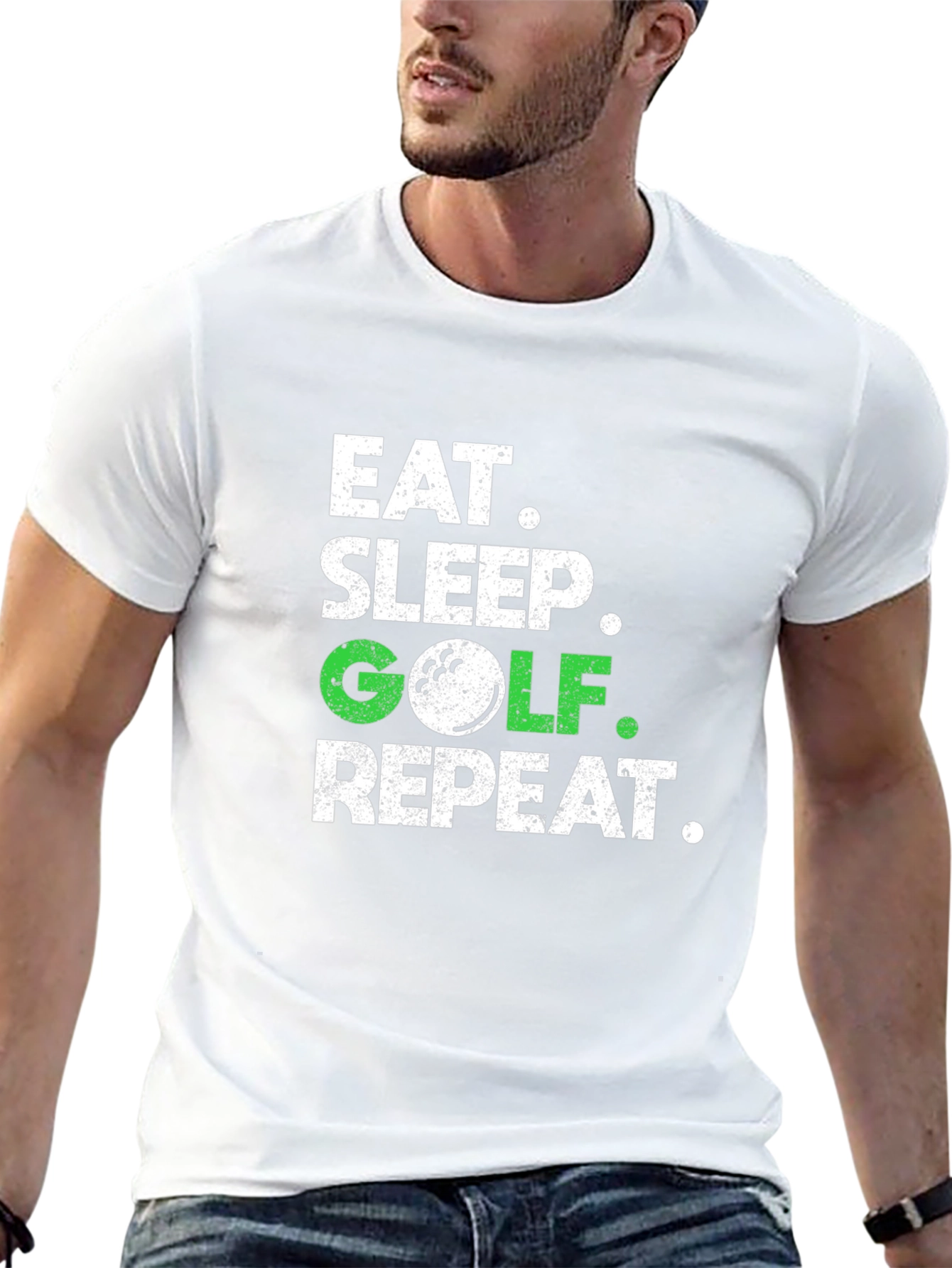 Eat Sleep Golf Repeat T-Shirt - Funny Golfer Tee