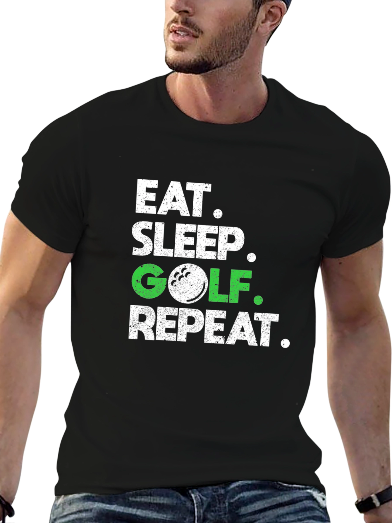 Eat Sleep Golf Repeat T-Shirt - Funny Golfer Tee