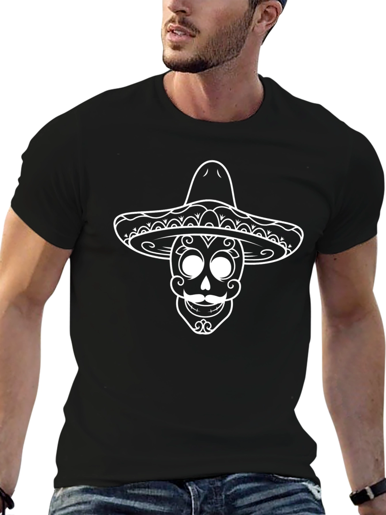 Sugar Skull Sombrero T-Shirt - Black
