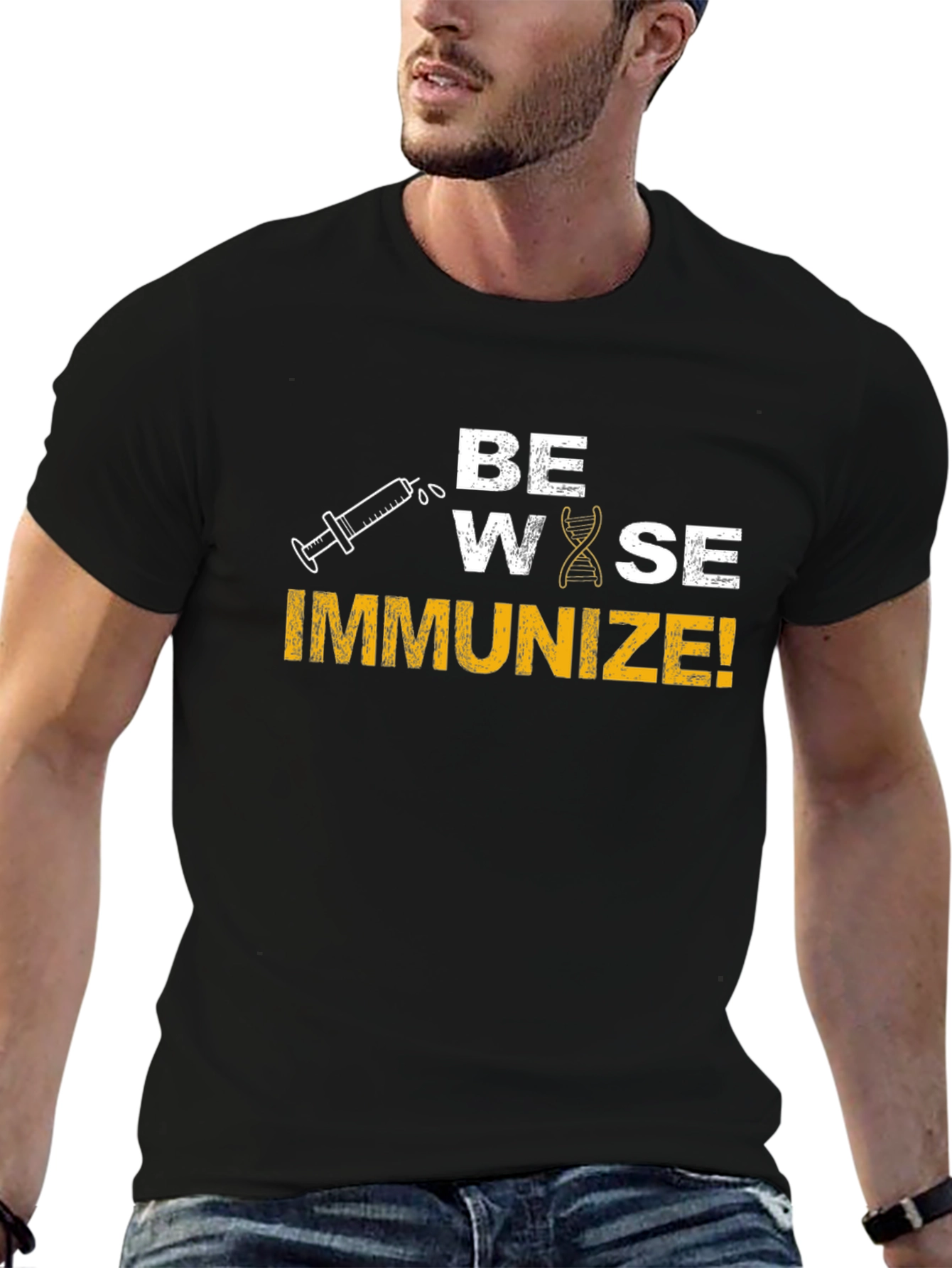 Be Wise Immunize! Black Graphic Tee