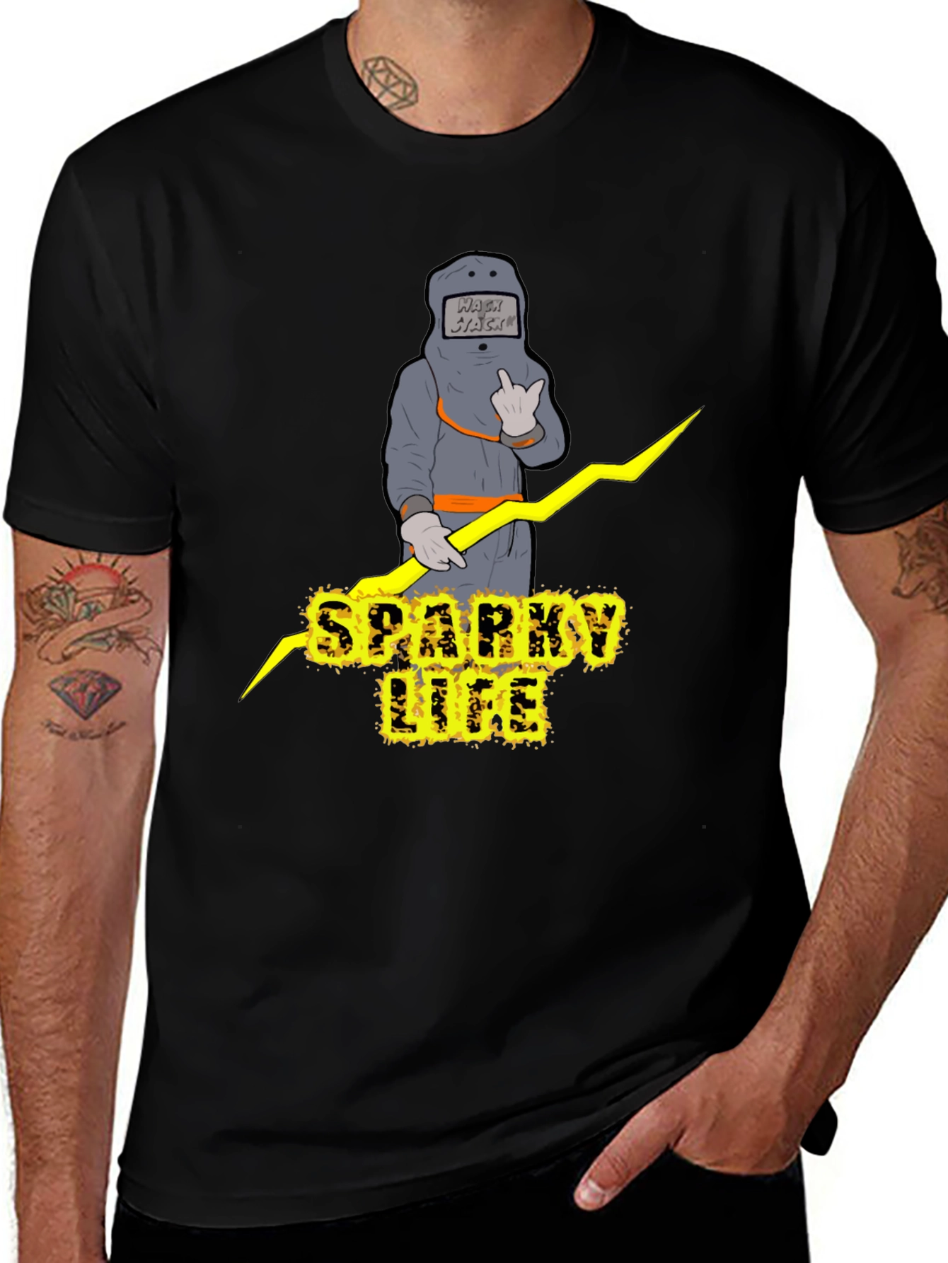 Sparky Life Graphic T-Shirt - Black Crew Neck Tee