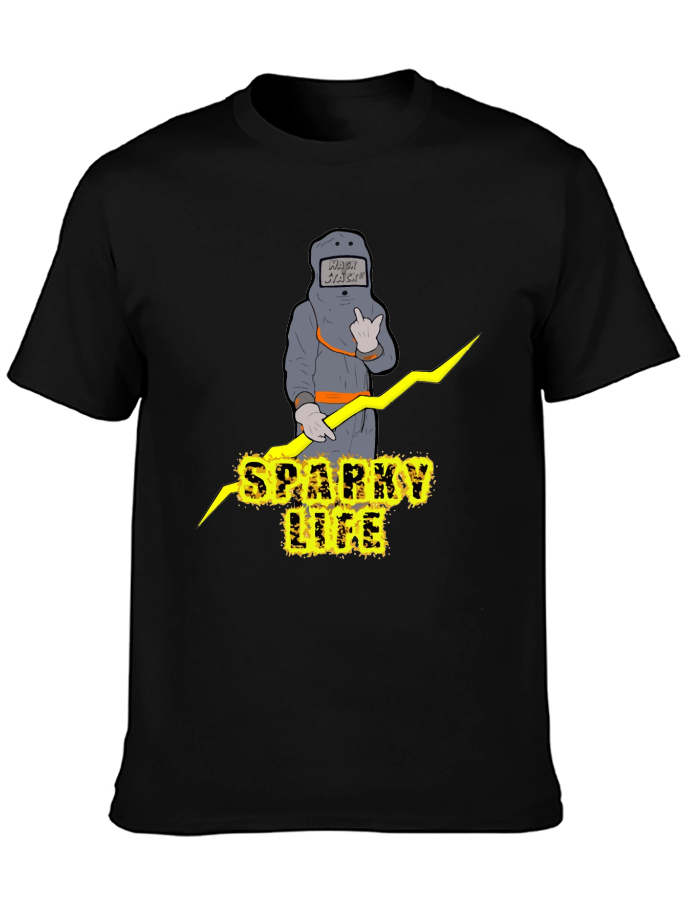 Sparky Life Graphic T-Shirt - Black Crew Neck Tee