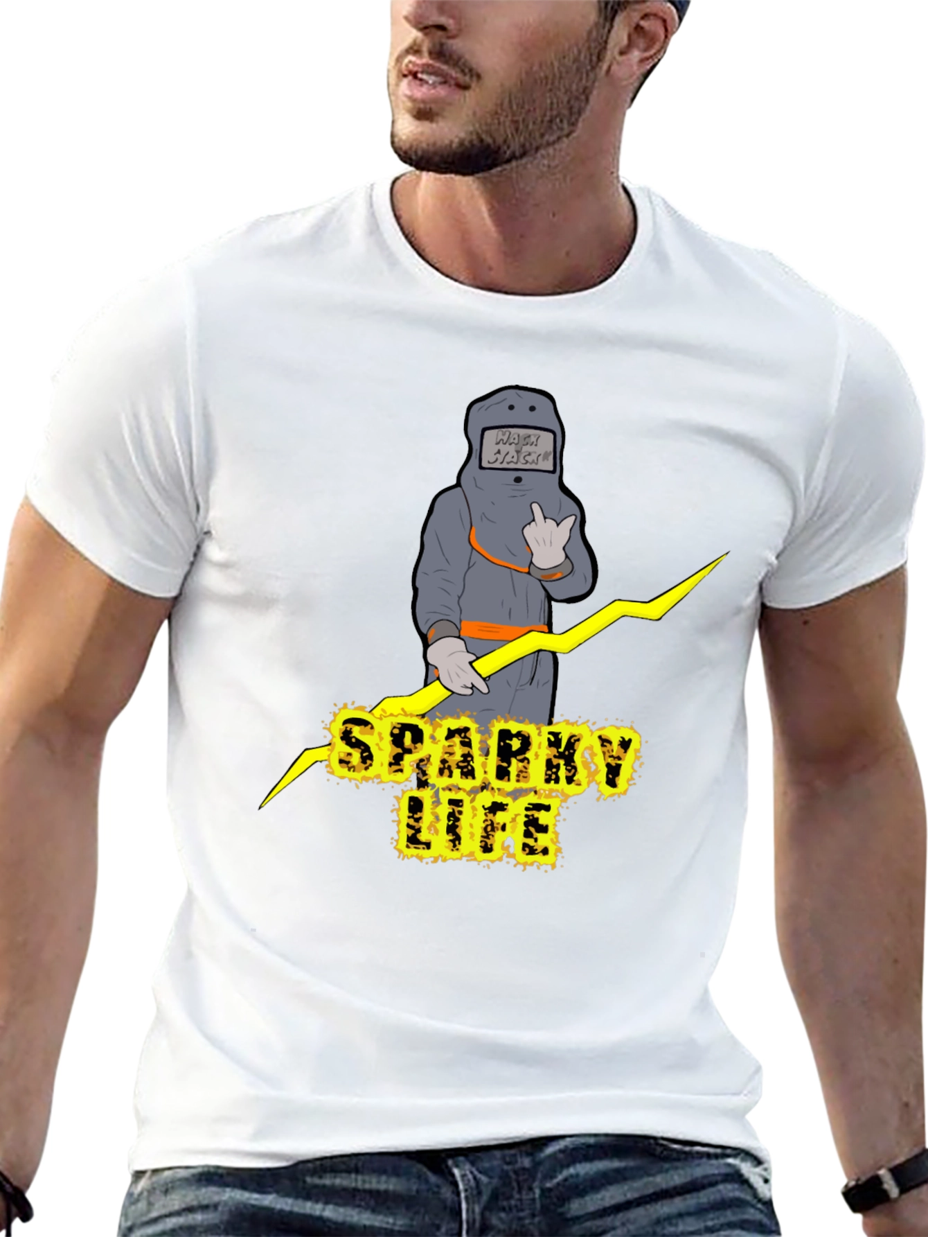Sparky Life Graphic T-Shirt - Black Crew Neck Tee