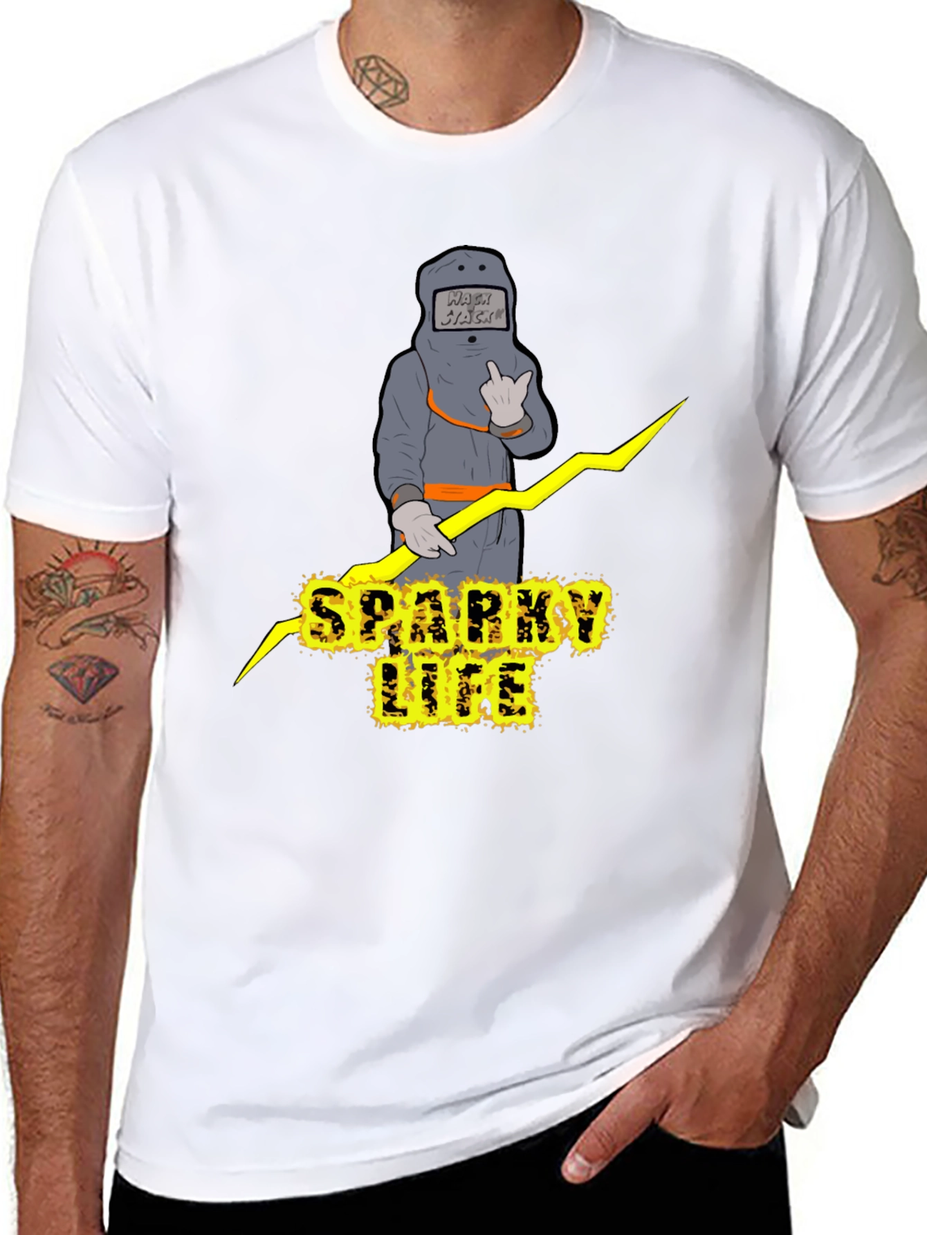 Sparky Life Graphic T-Shirt - Black Crew Neck Tee