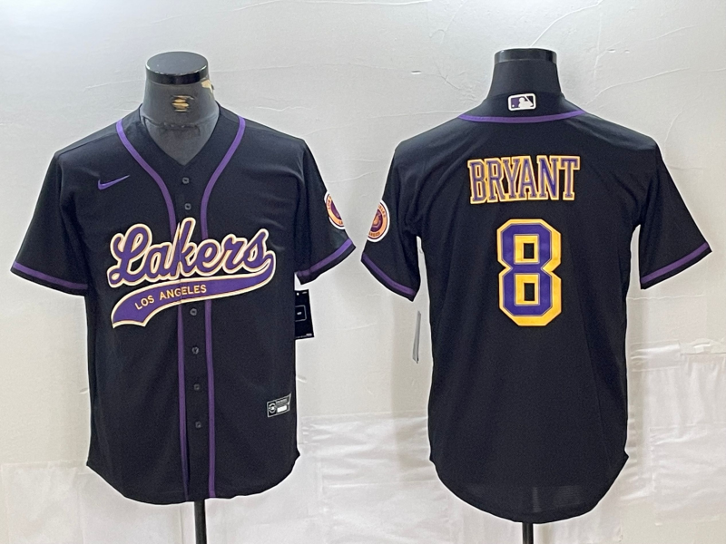 Men's Los Angeles Lakers Kobe Bryant #8 Black Replica Player Jersey