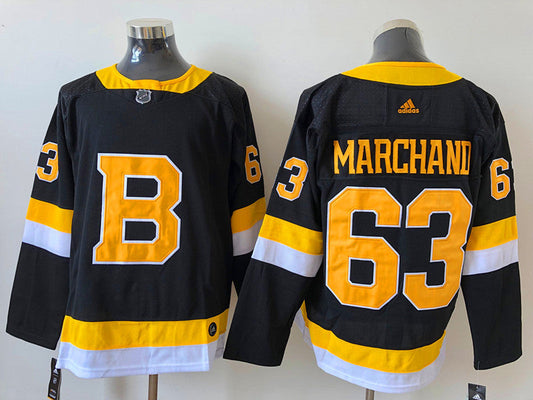 Men's Boston Bruins Brad Marchand #63 Black Replica Game Jerseys
