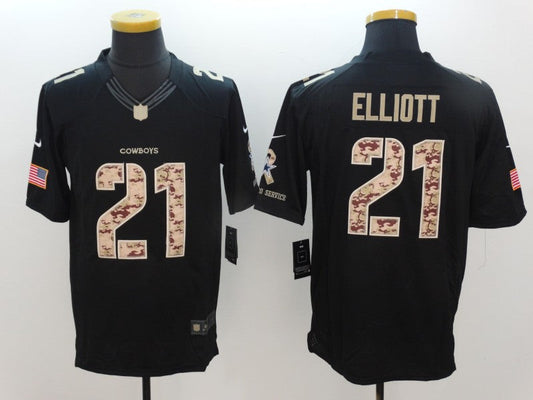 Men's Dallas Cowboys Ezekiel Elliott #21 Black Game Team Jerseys