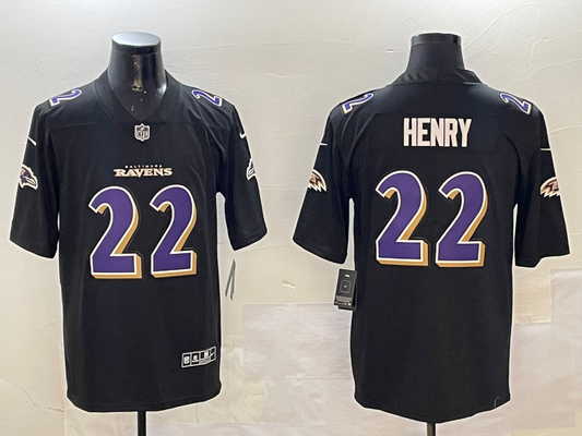 Men's Baltimore Ravens Derrick Henry #22 Carbon Black Fashion Jerseys