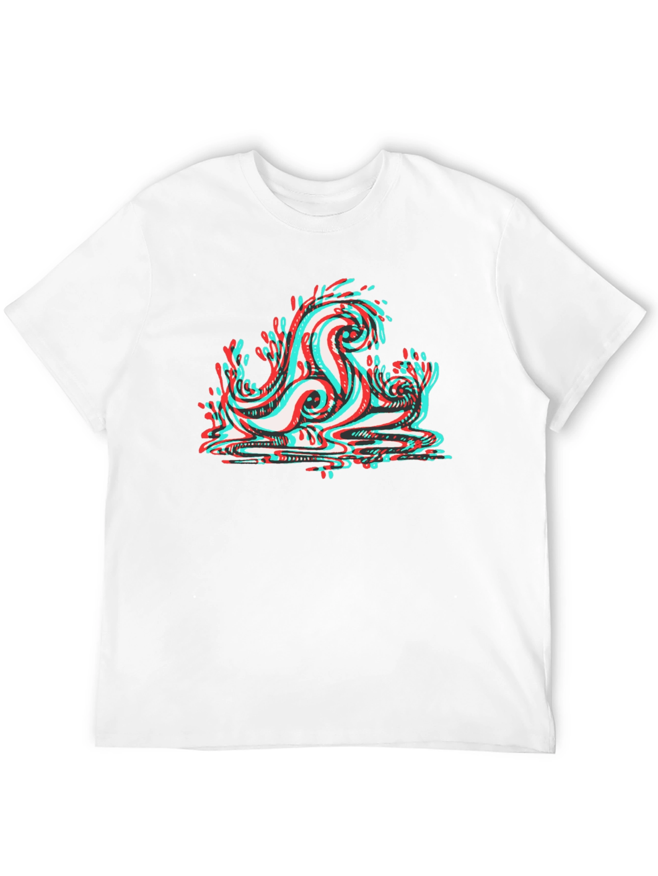 Cool 3D Wave Graphic Tee - Black