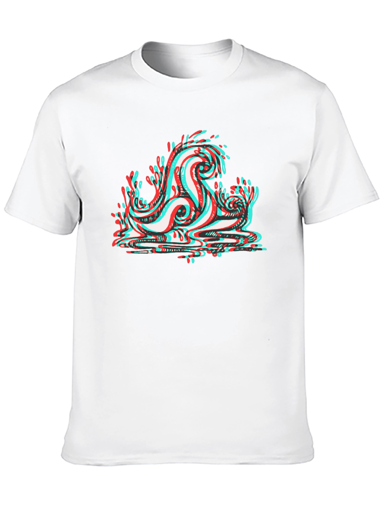 Cool 3D Wave Graphic Tee - Black