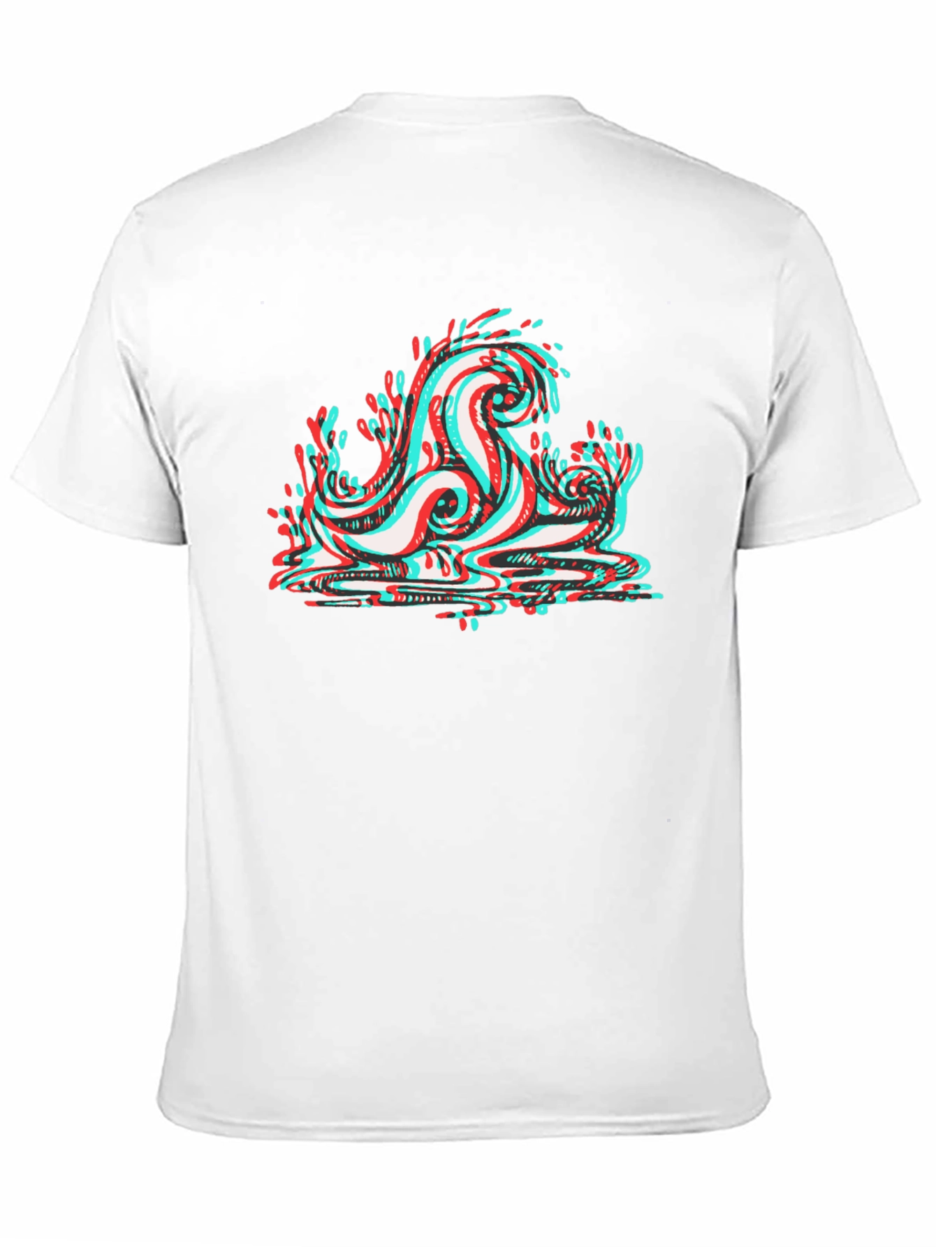 Cool 3D Wave Graphic Tee - Black