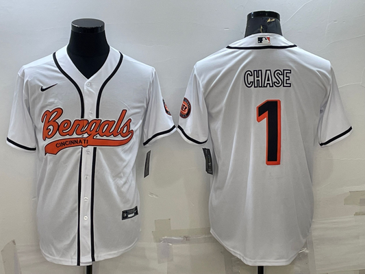 Men's Cincinnati Bengals Ja'Marr Chase #1 White Fashion Game Jerseys