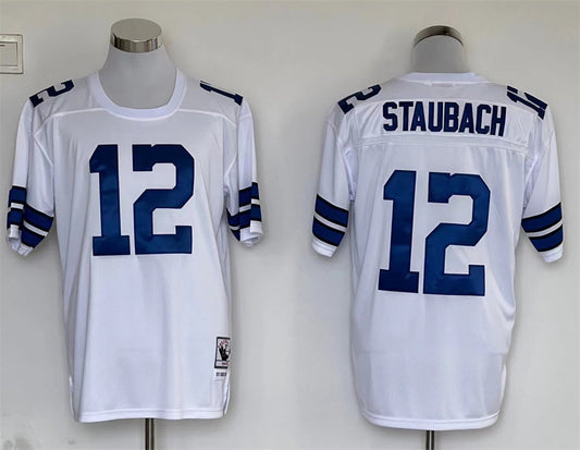 Men's Dallas Cowboys Roger Staubach Mitchell & Ness White Legacy Replica Jerseys