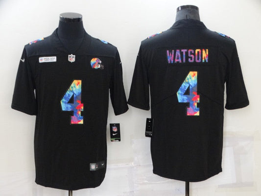 Men's Cleveland Browns Deshaun Watson #4 Black Player Game Jerseys