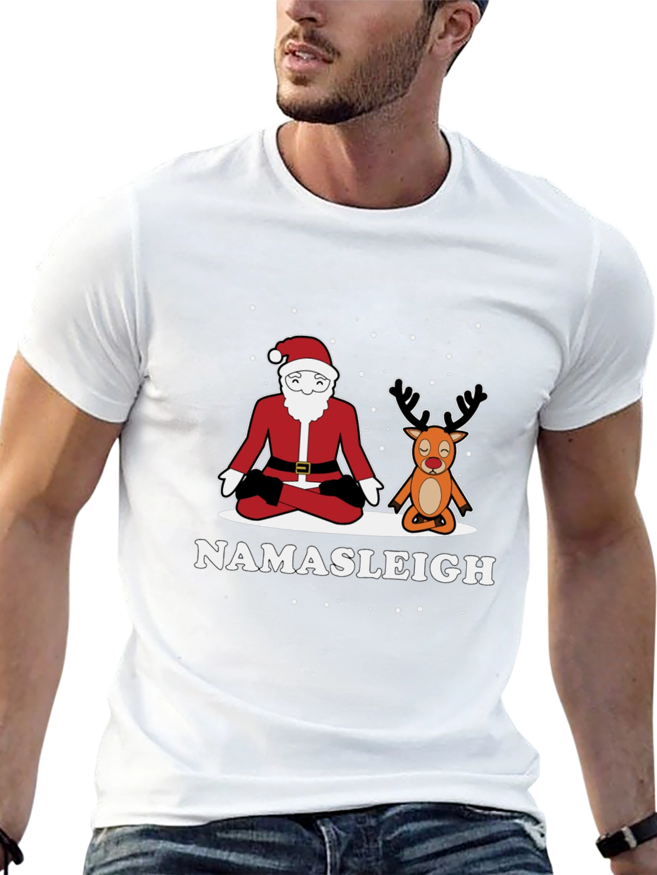 Namasleigh Santa & Reindeer Yoga T-Shirt