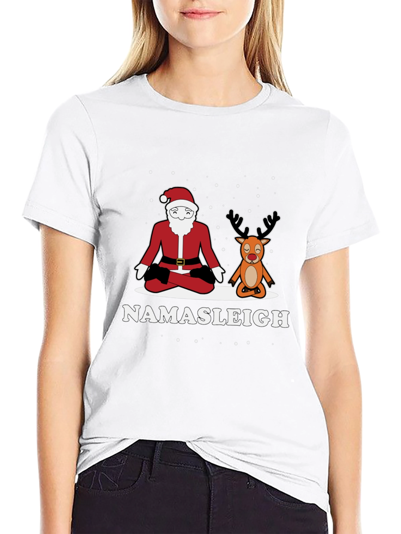 Namasleigh Santa & Reindeer Yoga T-Shirt
