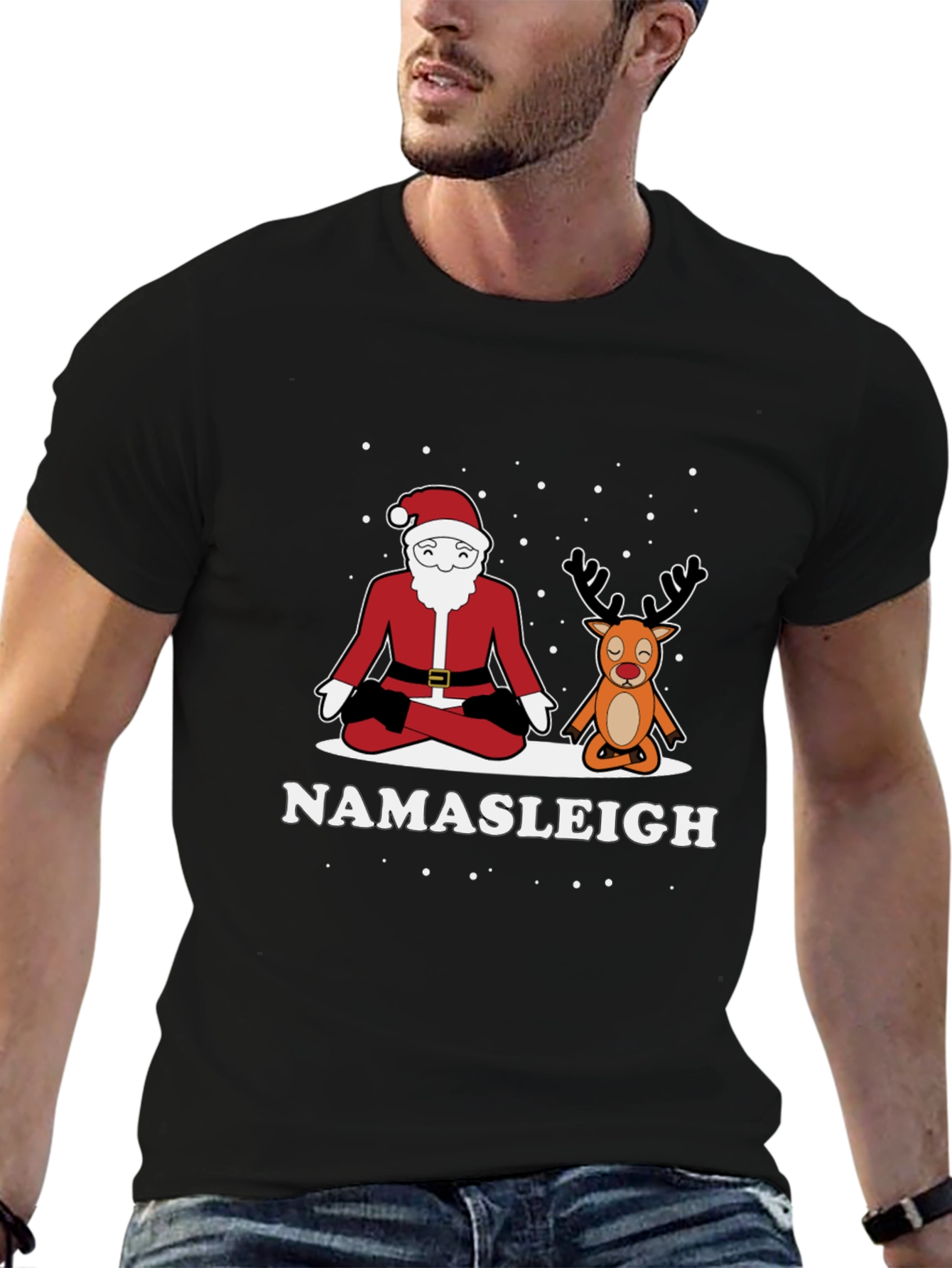 Namasleigh Santa & Reindeer Yoga T-Shirt