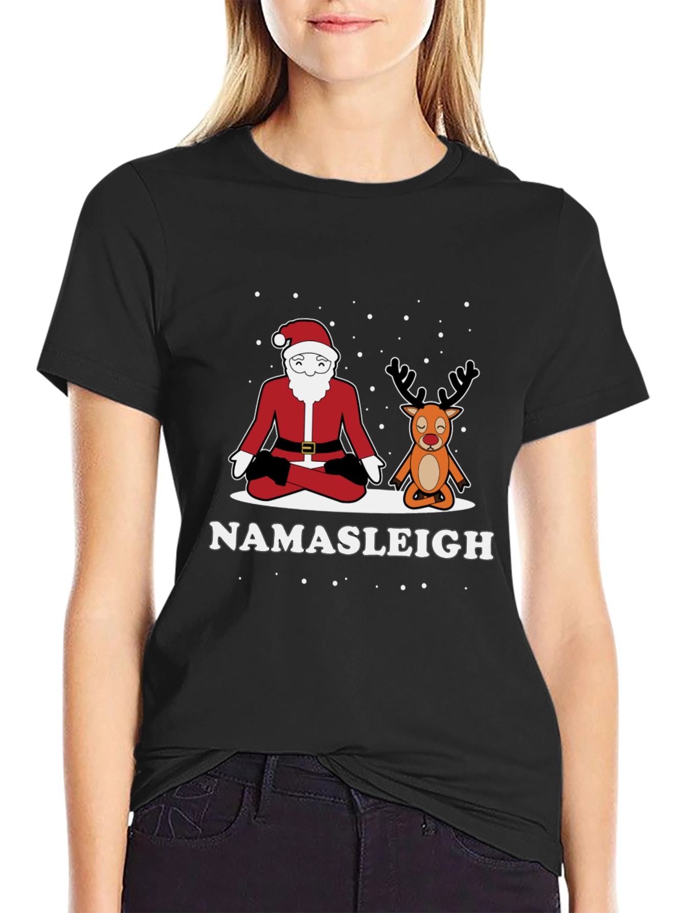 Namasleigh Santa & Reindeer Yoga T-Shirt