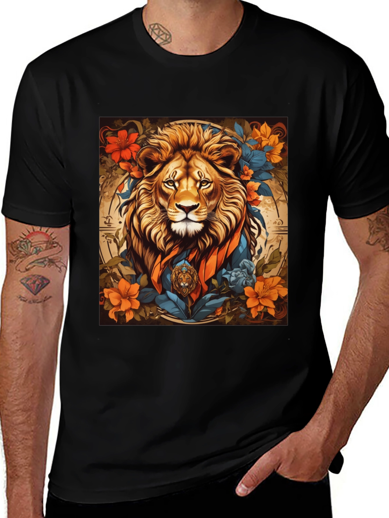 Lion Floral Graphic Tee