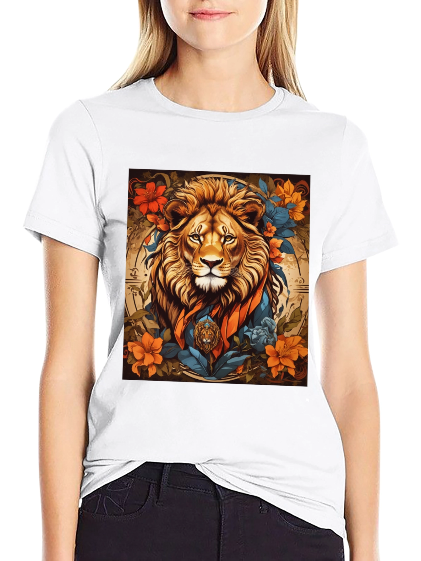 Lion Floral Graphic Tee