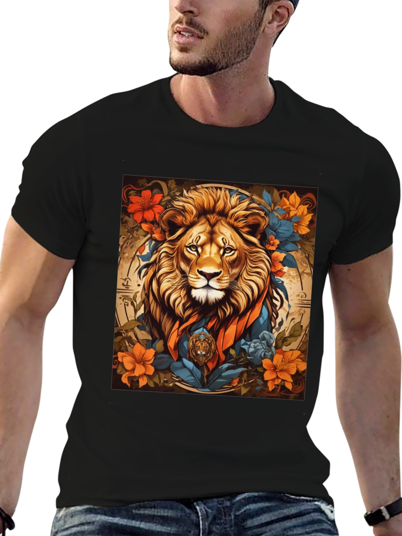 Lion Floral Graphic Tee