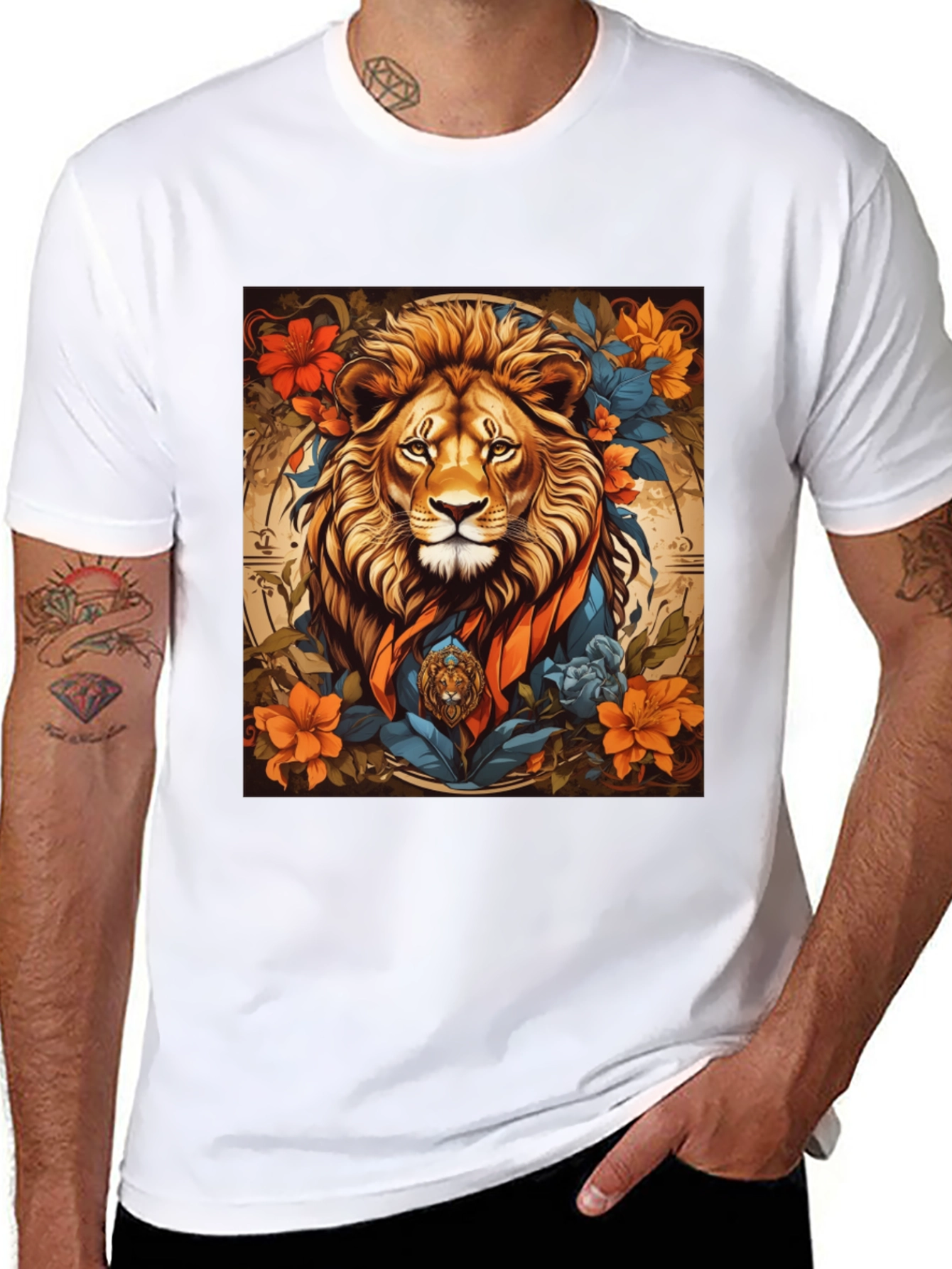 Lion Floral Graphic Tee
