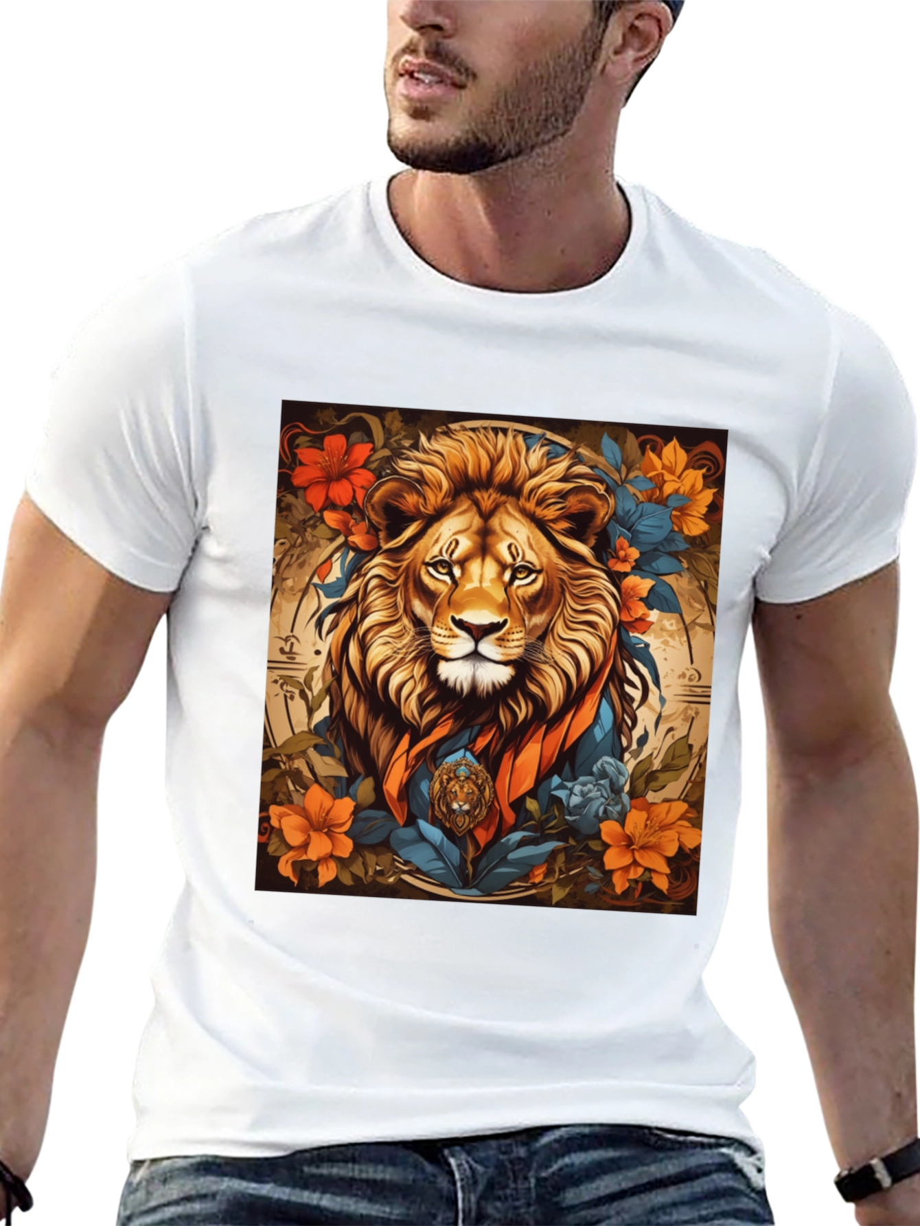 Lion Floral Graphic Tee