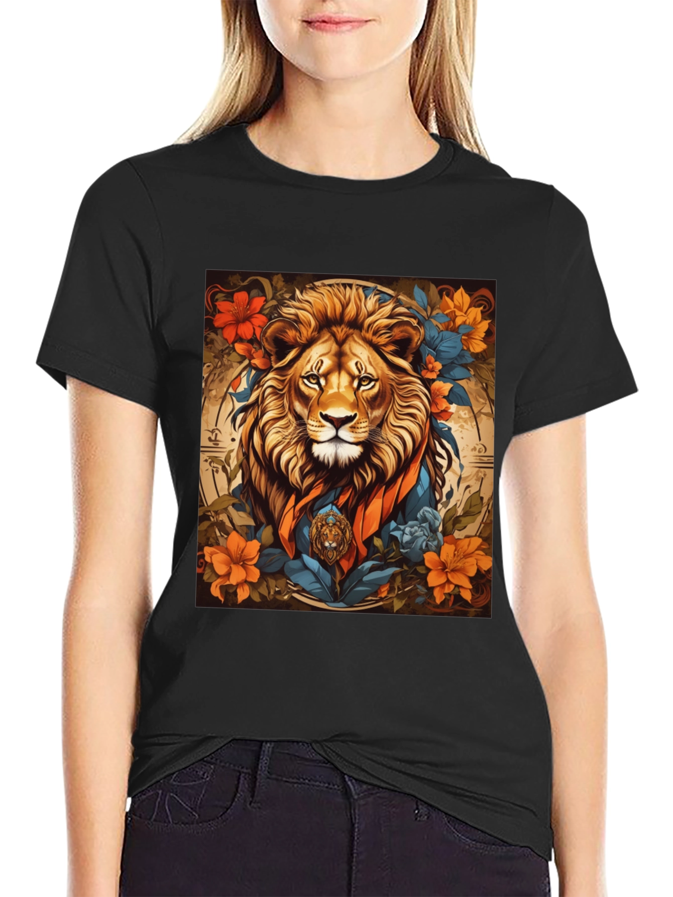 Lion Floral Graphic Tee