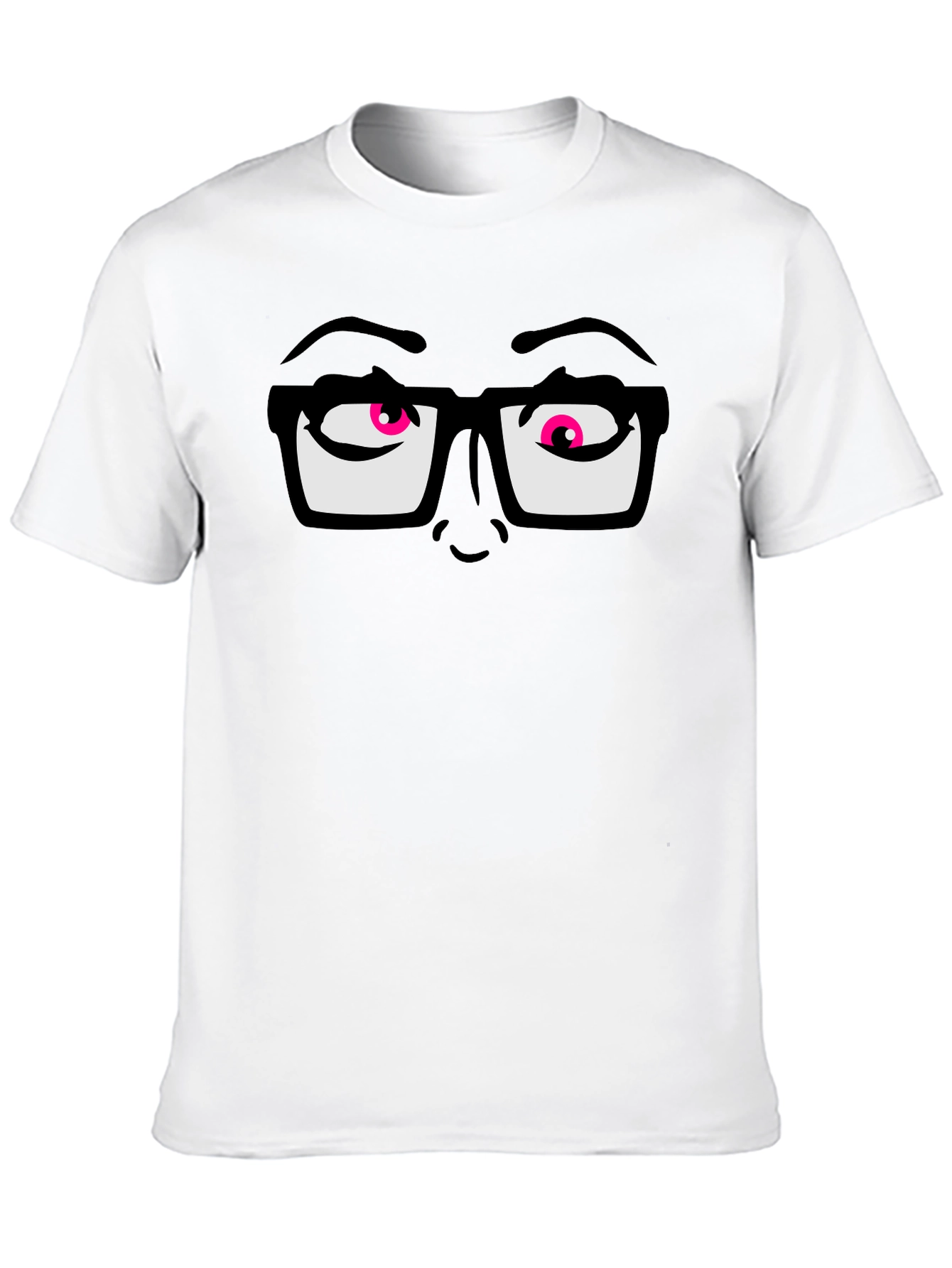 Funny Graphic T-Shirt with Cartoon Eyes and Glasses