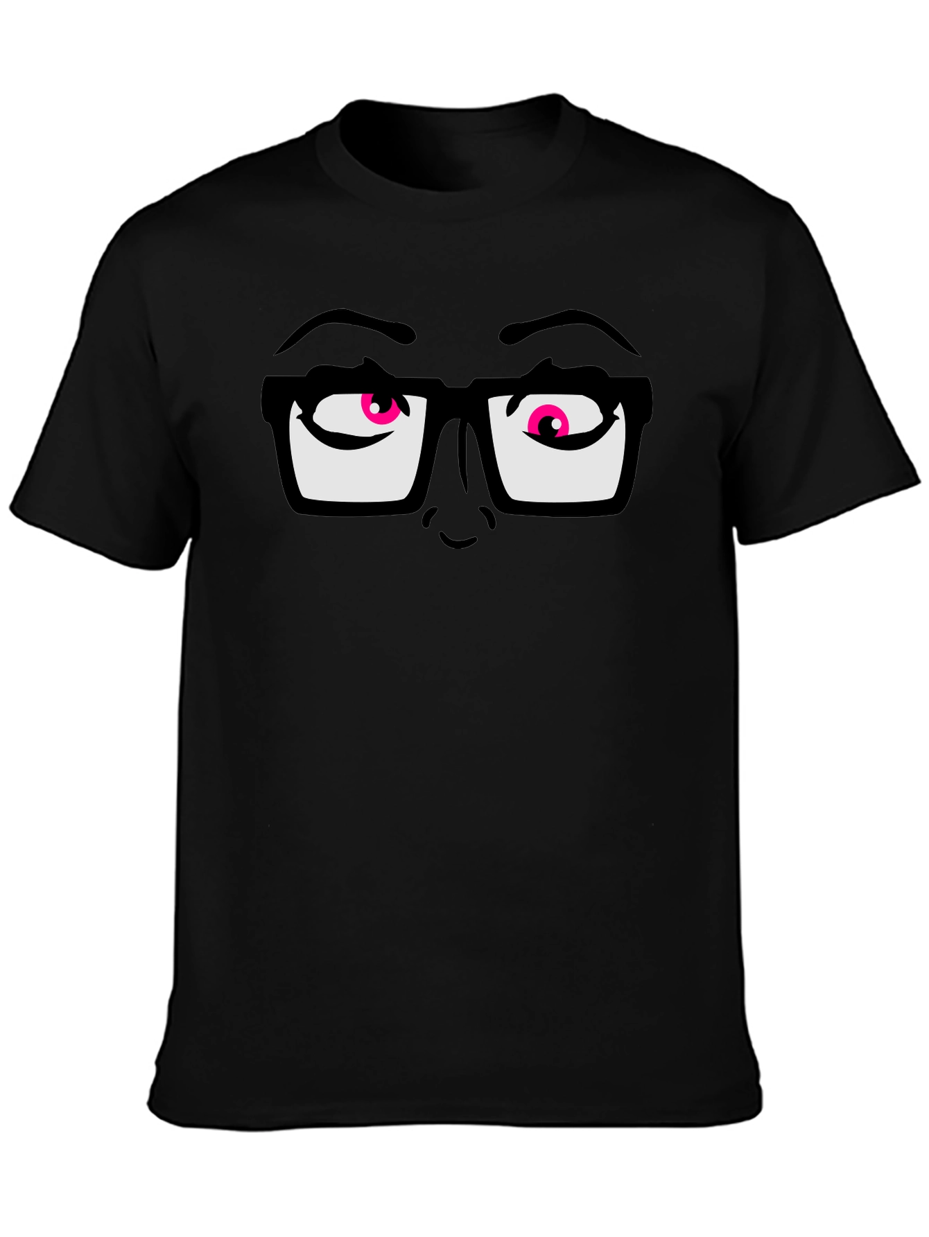 Funny Graphic T-Shirt with Cartoon Eyes and Glasses