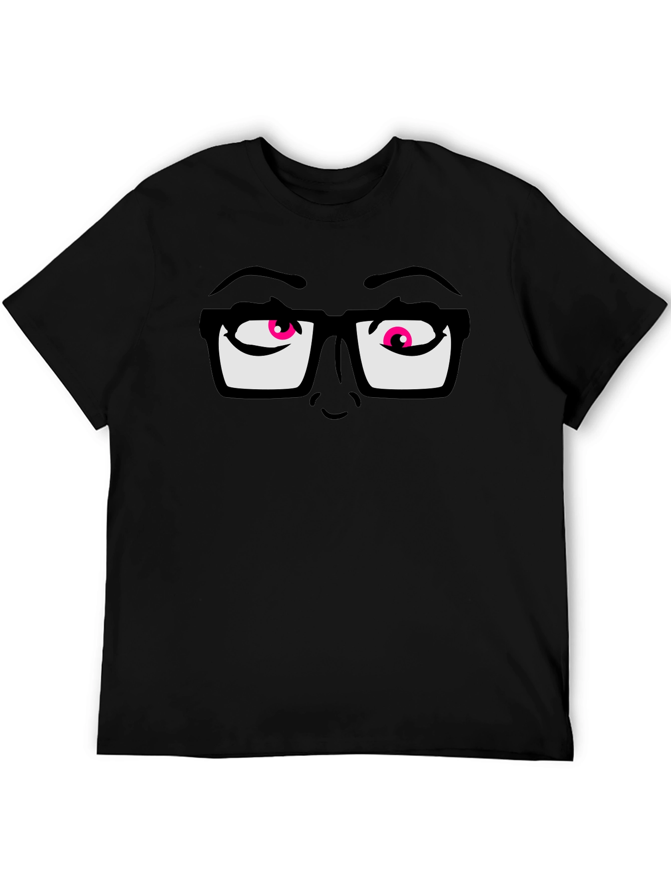 Funny Graphic T-Shirt with Cartoon Eyes and Glasses