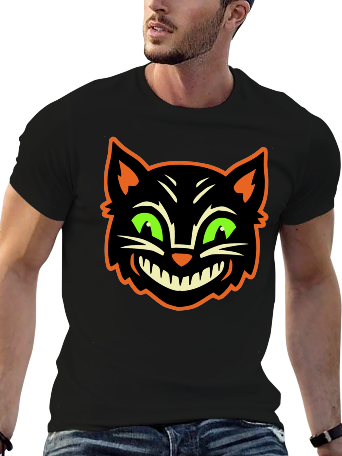 Halloween Cat Graphic T-Shirt