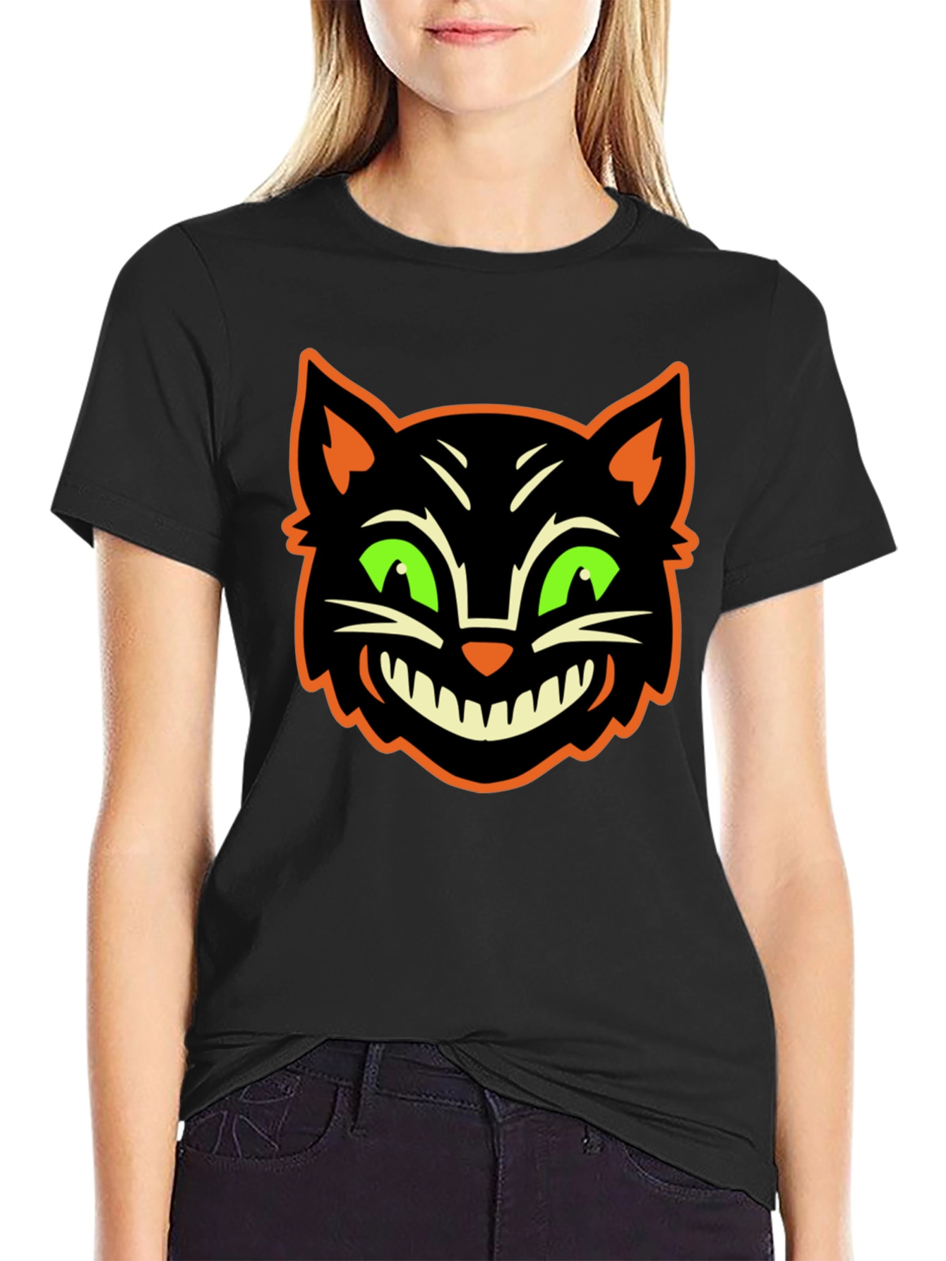 Halloween Cat Graphic T-Shirt