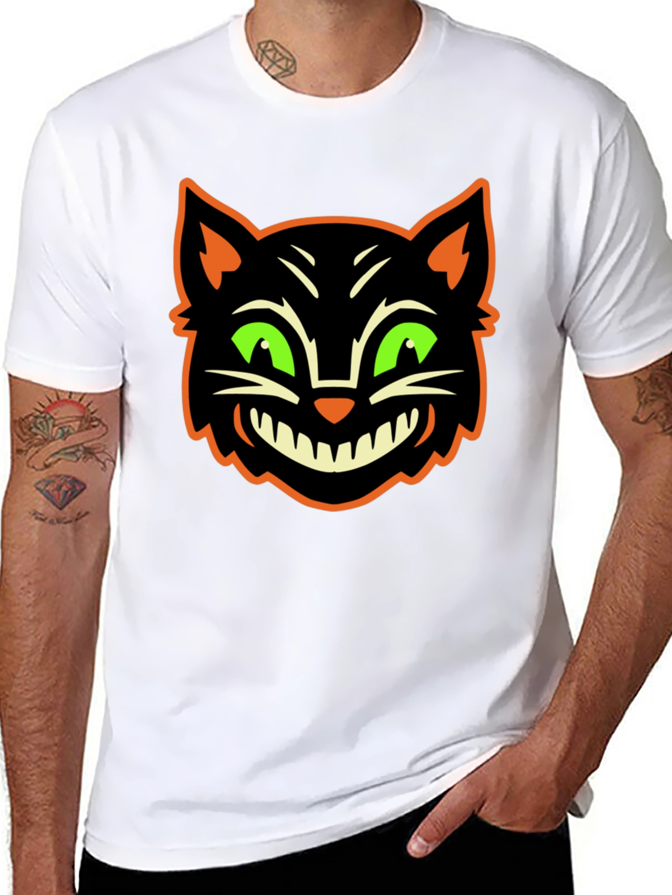 Halloween Cat Graphic T-Shirt