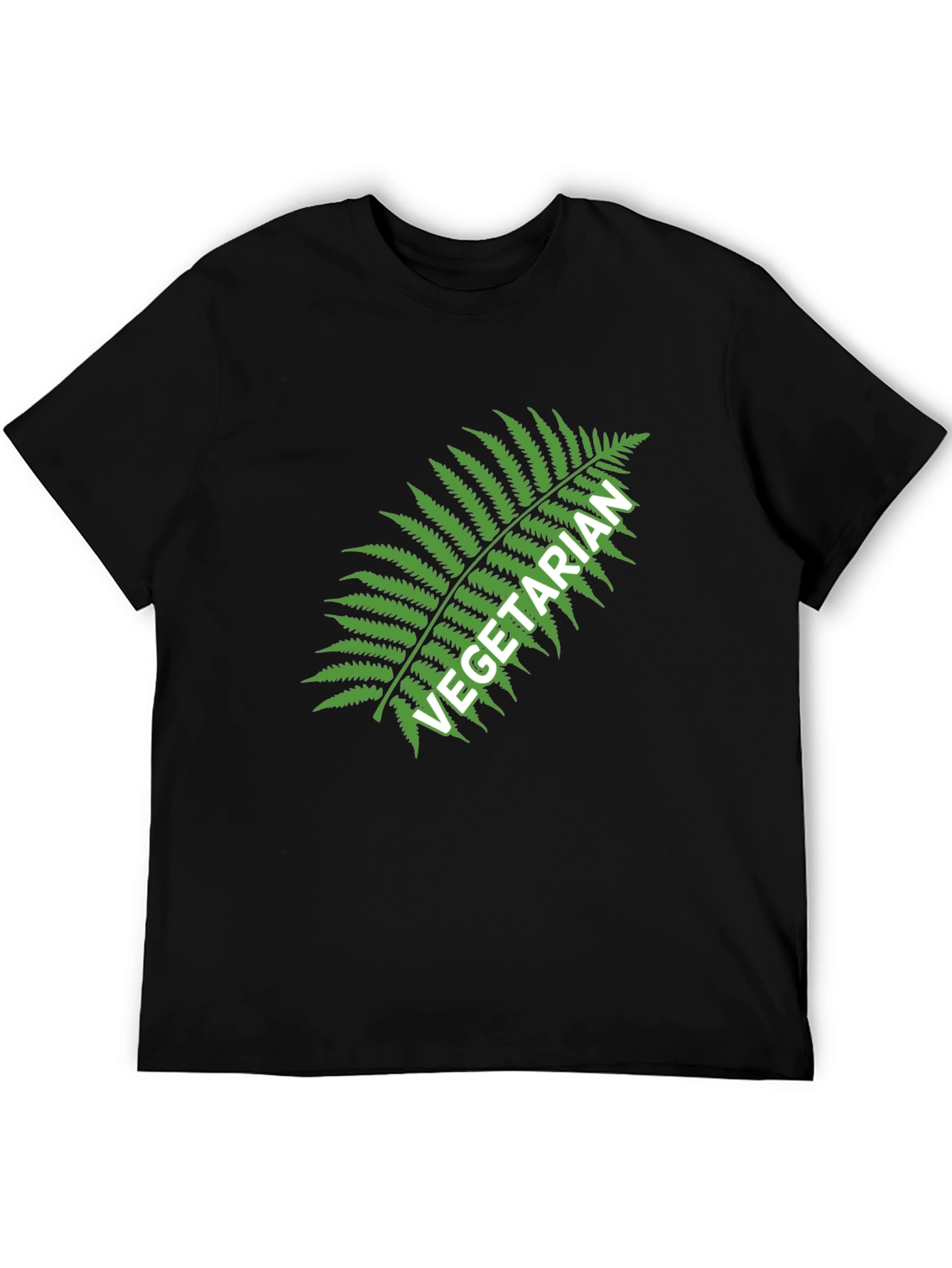 Vegetarian Fern Graphic Tee - Black Cotton T-Shirt