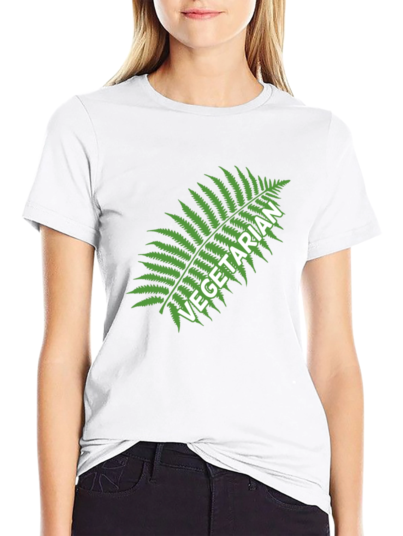 Vegetarian Fern Graphic Tee - Black Cotton T-Shirt