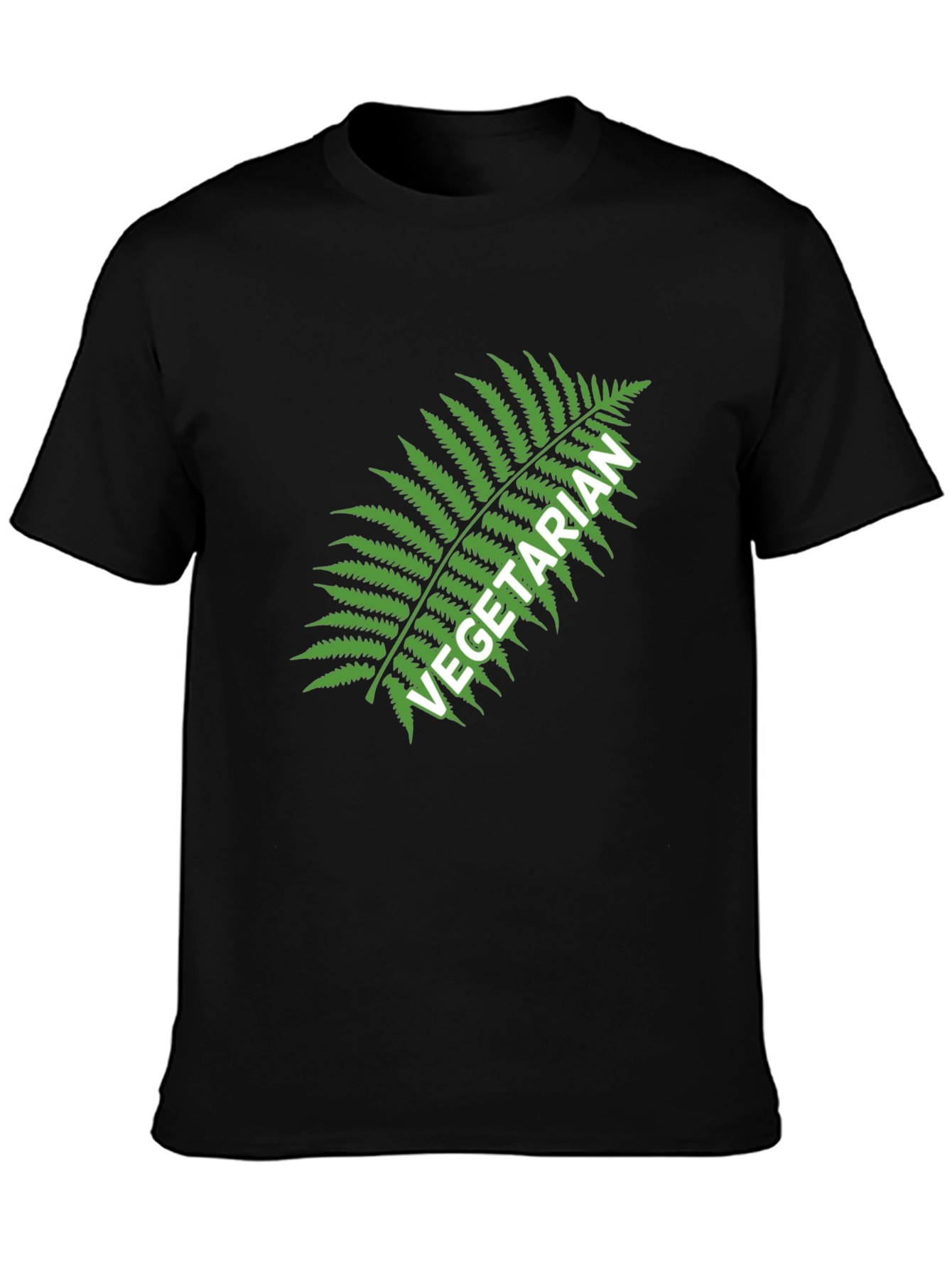 Vegetarian Fern Graphic Tee - Black Cotton T-Shirt