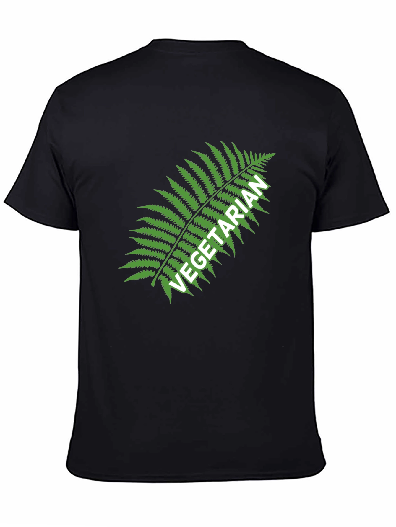 Vegetarian Fern Graphic Tee - Black Cotton T-Shirt