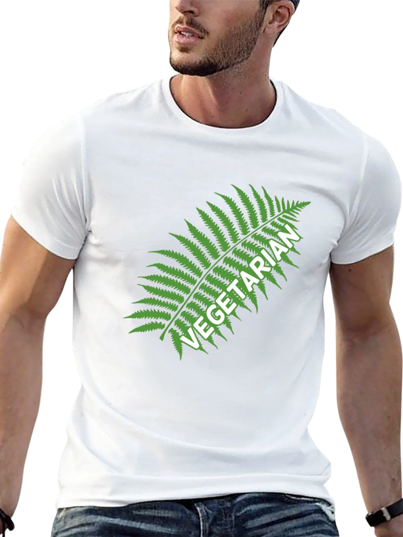 Vegetarian Fern Graphic Tee - Black Cotton T-Shirt