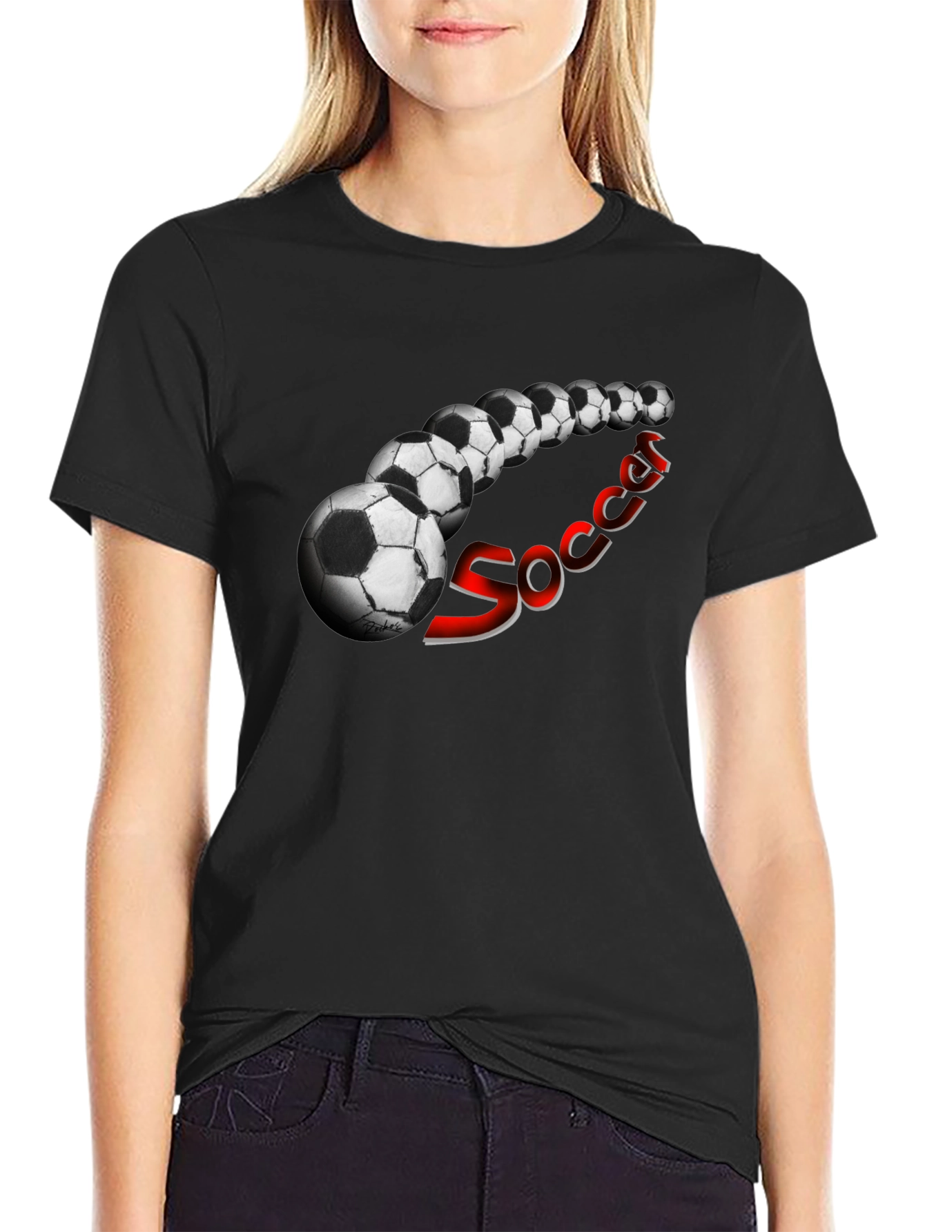 Soccer Balls Graphic Black T-Shirt