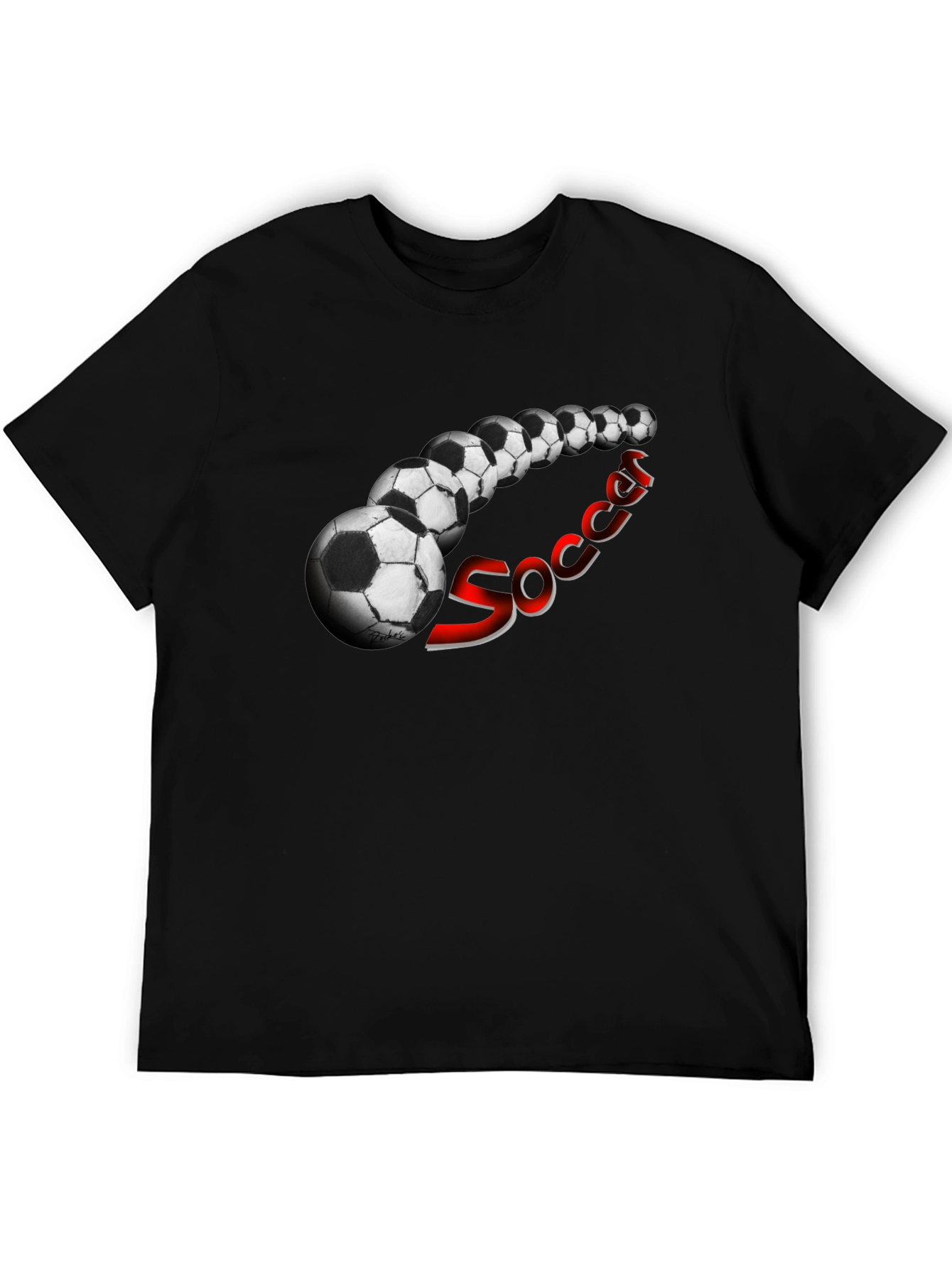 Soccer Balls Graphic Black T-Shirt