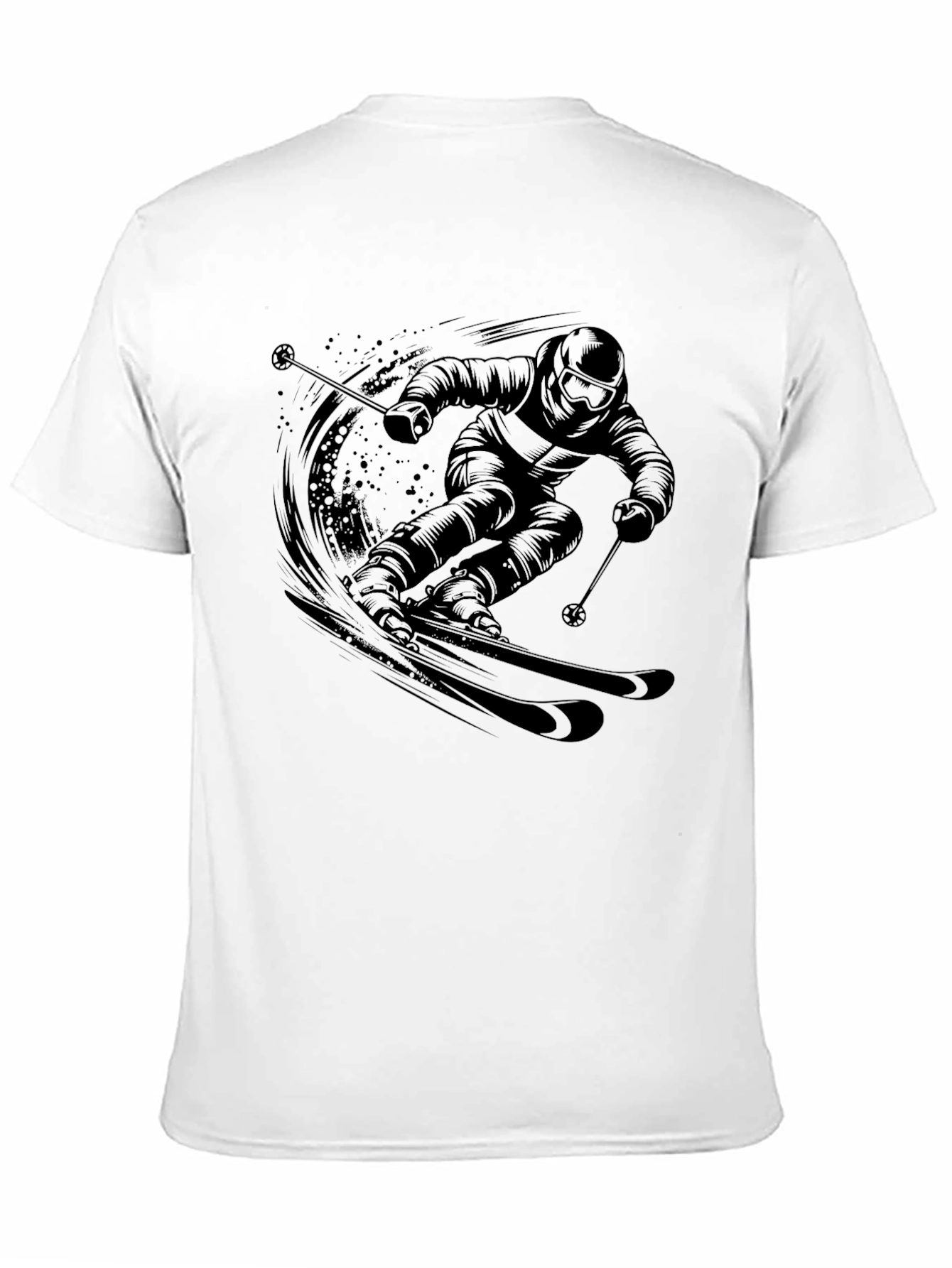 Skiing Graphic Tee - Black Cotton Comfort