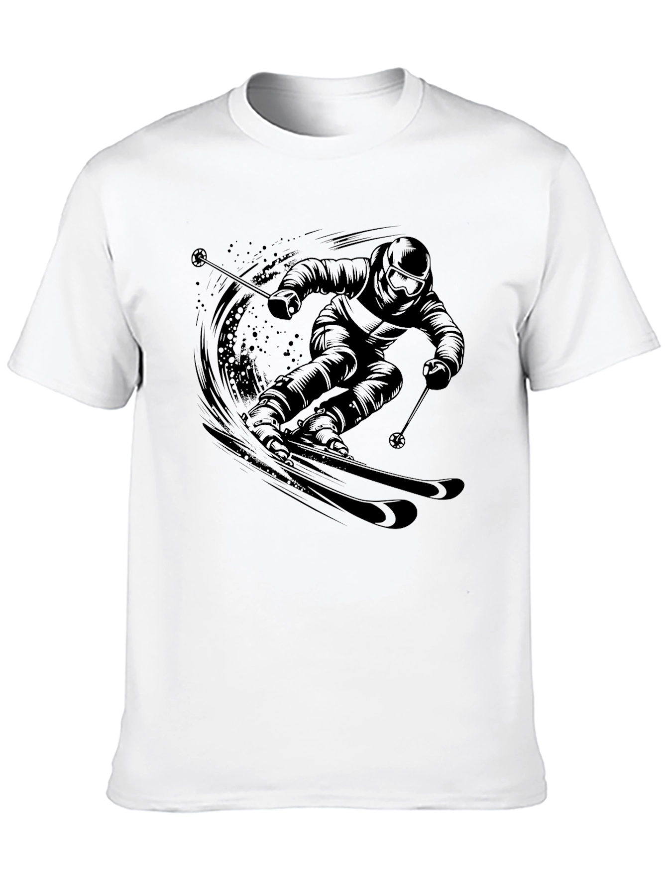 Skiing Graphic Tee - Black Cotton Comfort