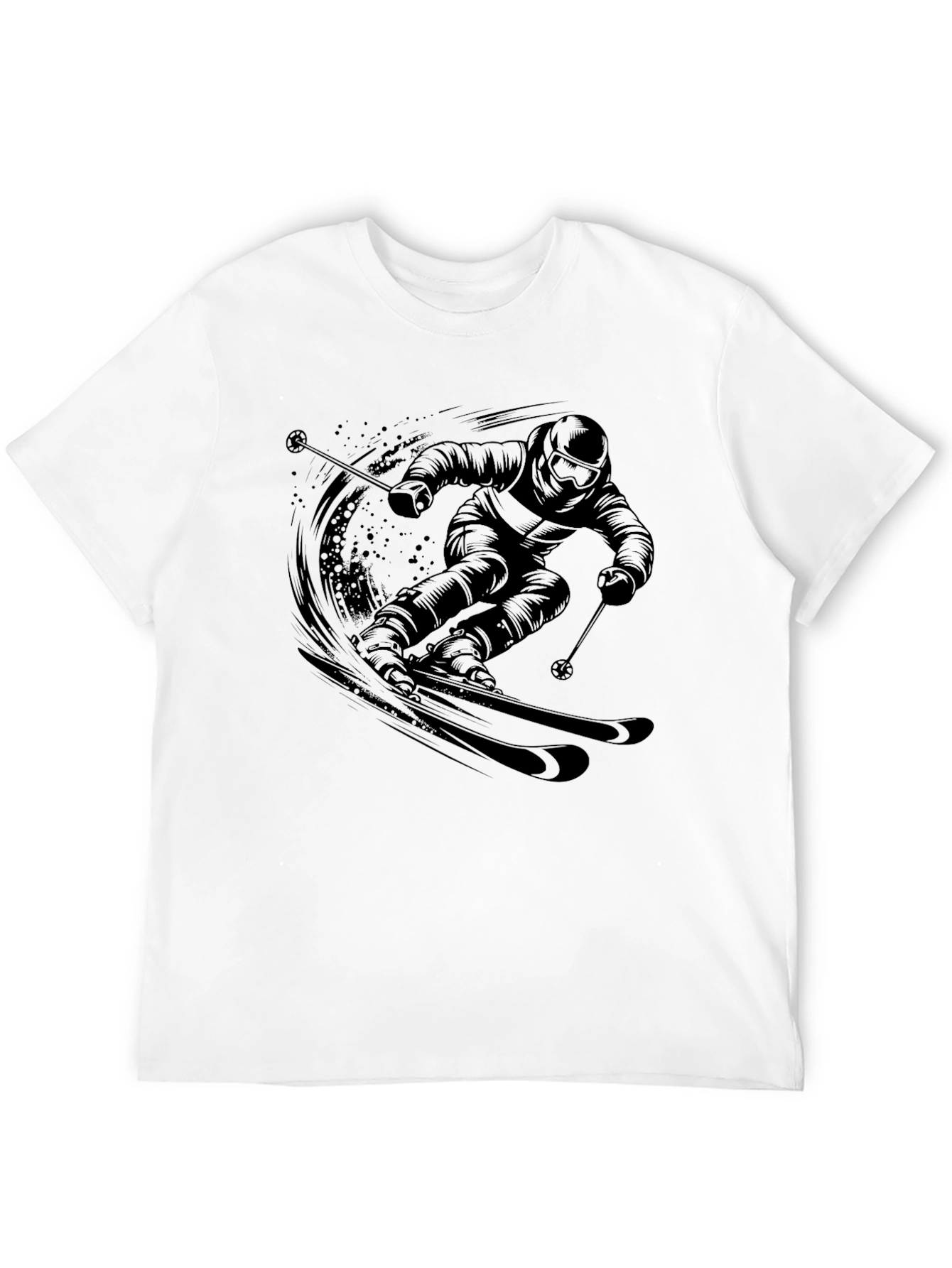 Skiing Graphic Tee - Black Cotton Comfort