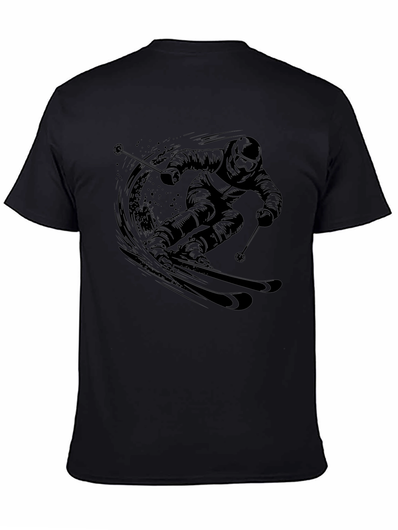 Skiing Graphic Tee - Black Cotton Comfort